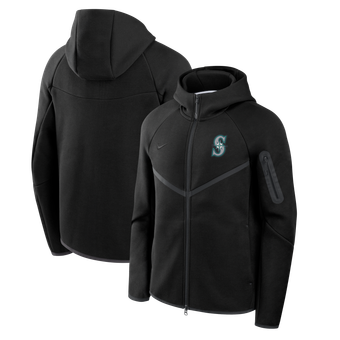 Men's Nike Black Seattle Mariners Tech Fleece Raglan Full-Zip Windrunner Hoodie