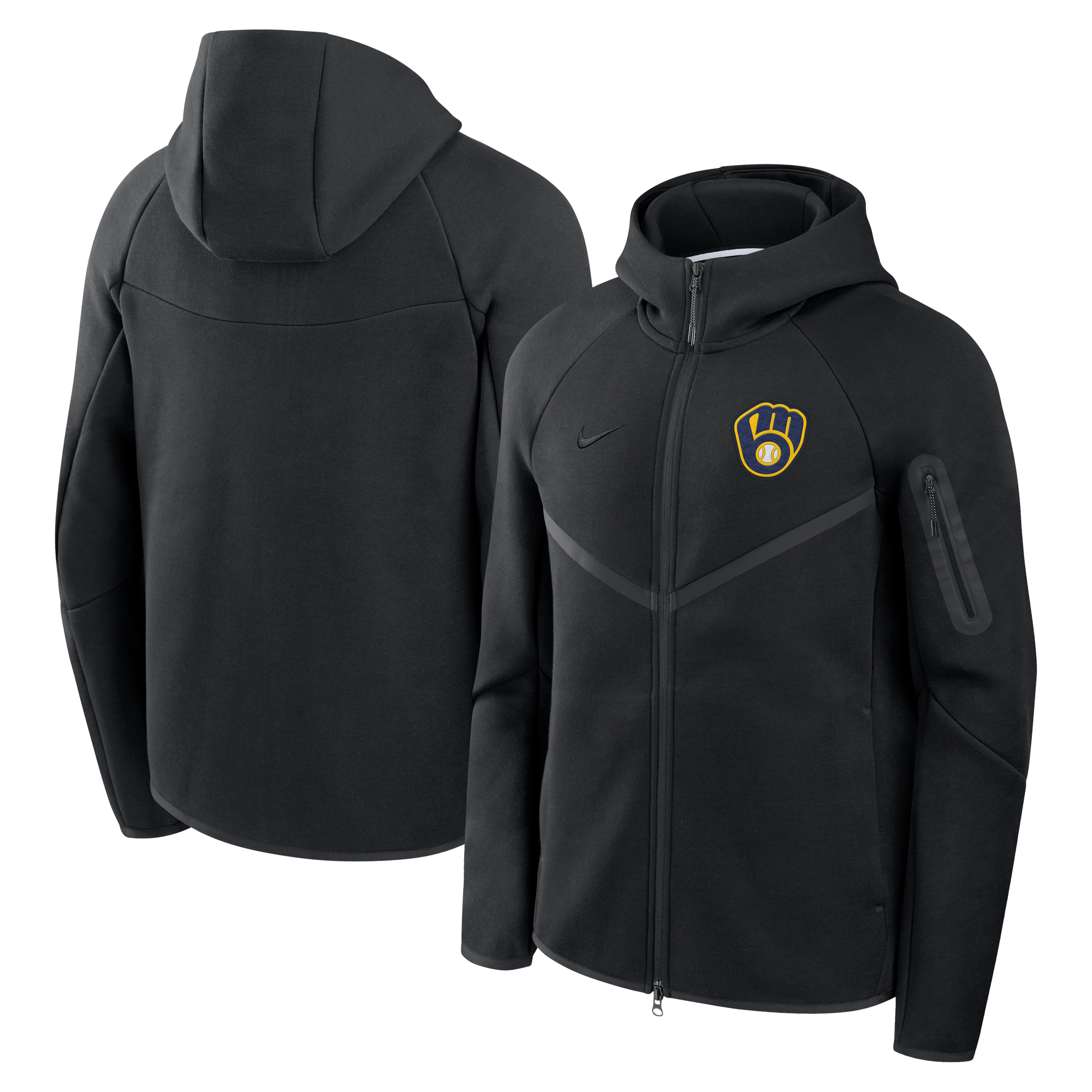 Men’s Nike Black Milwaukee Brewers Tech Fleece Raglan Full-Zip Windrunner Hoodie Men’s Nike Black Milwaukee Brewers Tech Fleece Raglan Full-Zip Windrunner Hoodie