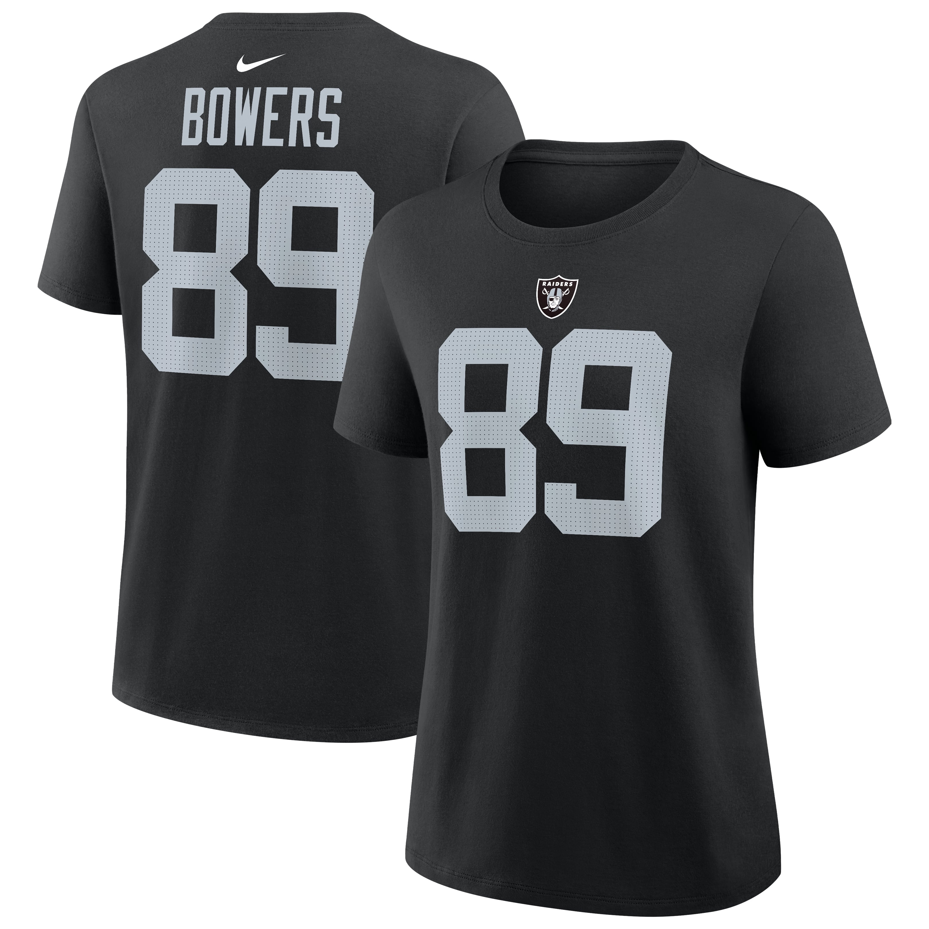 Women's Nike Brock Bowers Black Las Vegas Raiders Name & Number T-Shirt