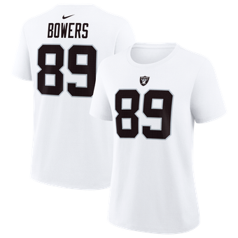 Women's Nike Brock Bowers White Las Vegas Raiders Name & Number T-Shirt