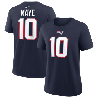 Women's Nike Drake Maye Navy New England Patriots Name & Number T-Shirt