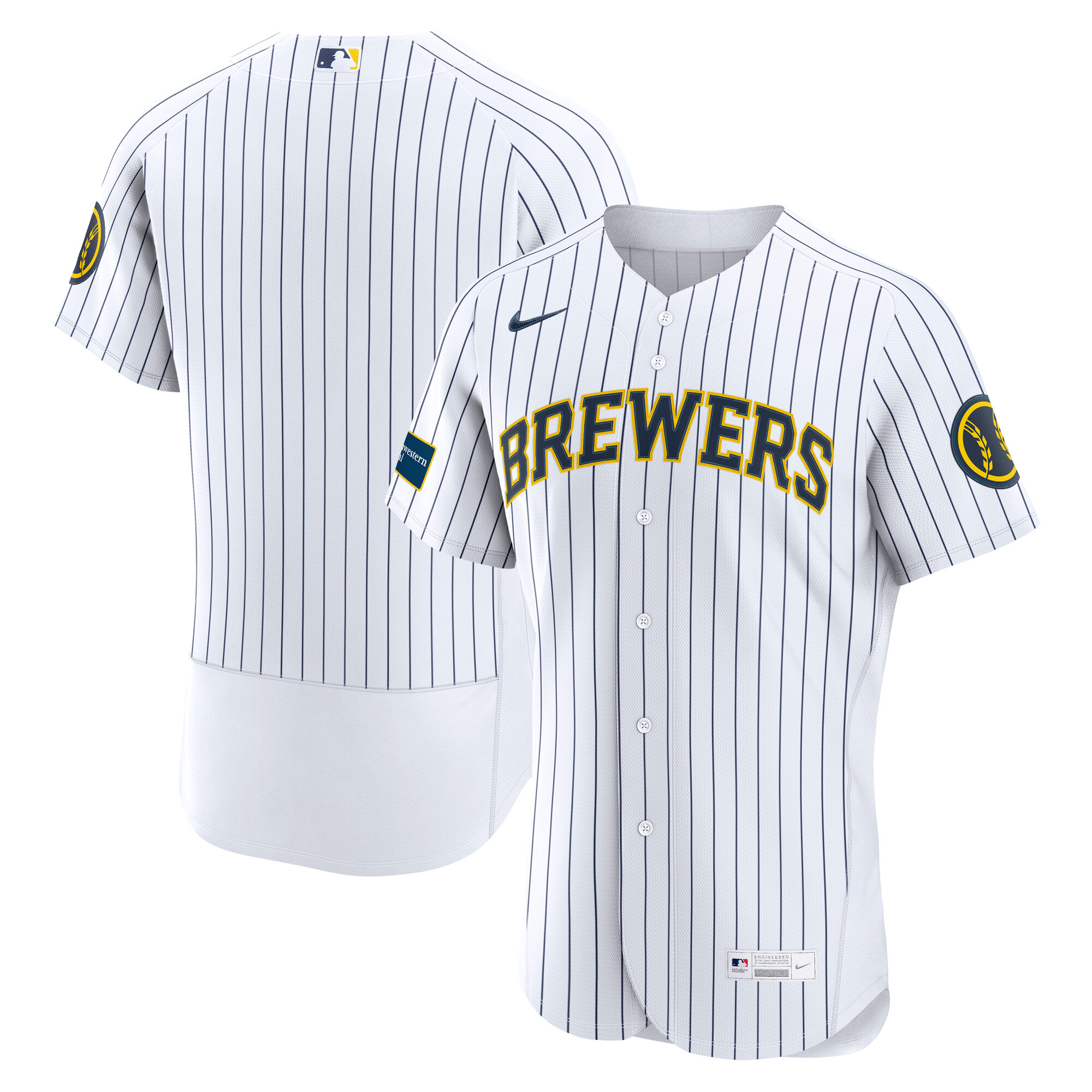 Men's Nike White Milwaukee Brewers Alternate Sponsor Patch Authentic Jersey