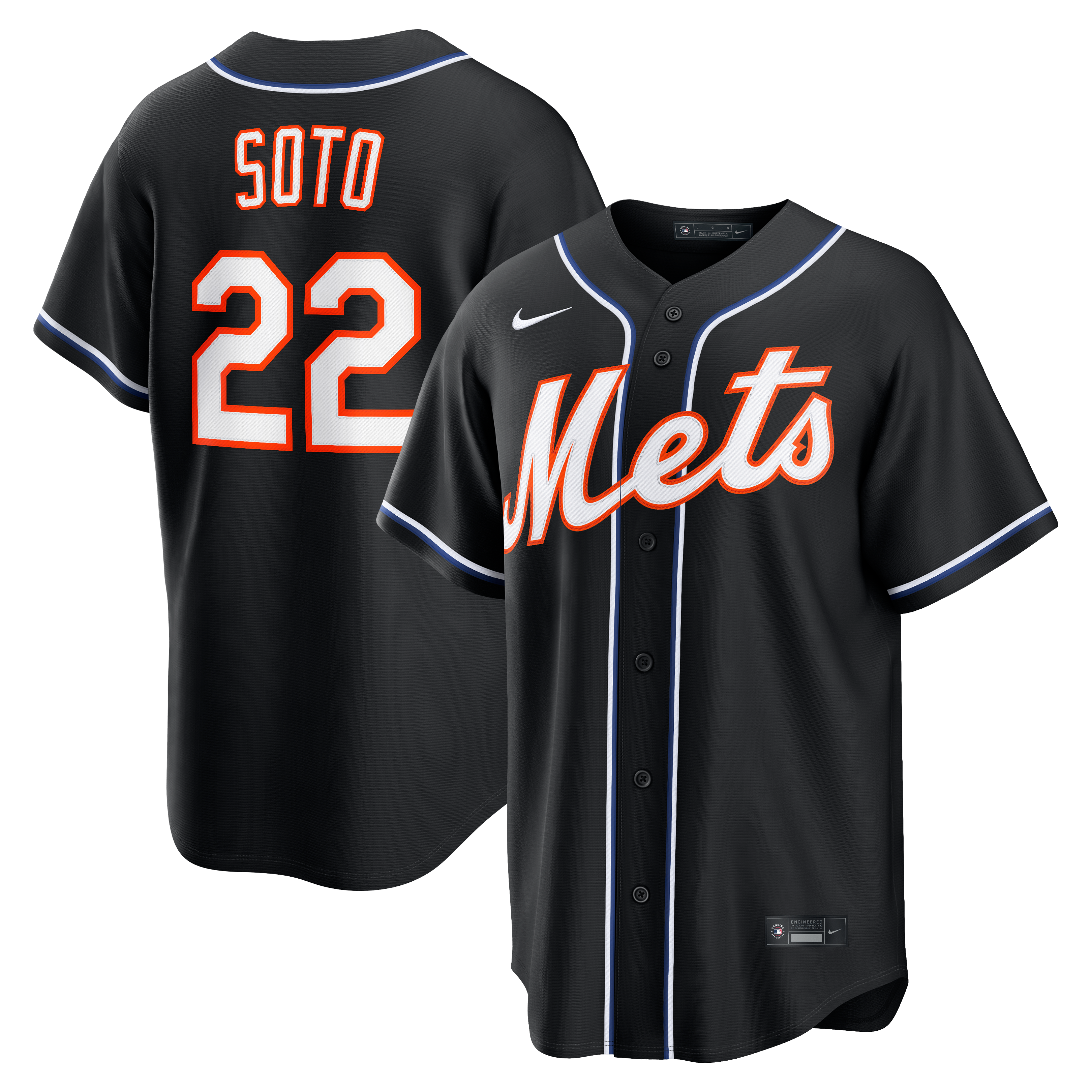 Men's Nike Juan Soto New York Mets Fashion Replica Black Out Jersey