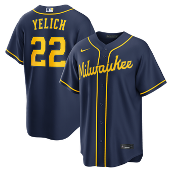 Men's Nike Christian Yelich Navy Milwaukee Brewers Alternate Replica Jersey
