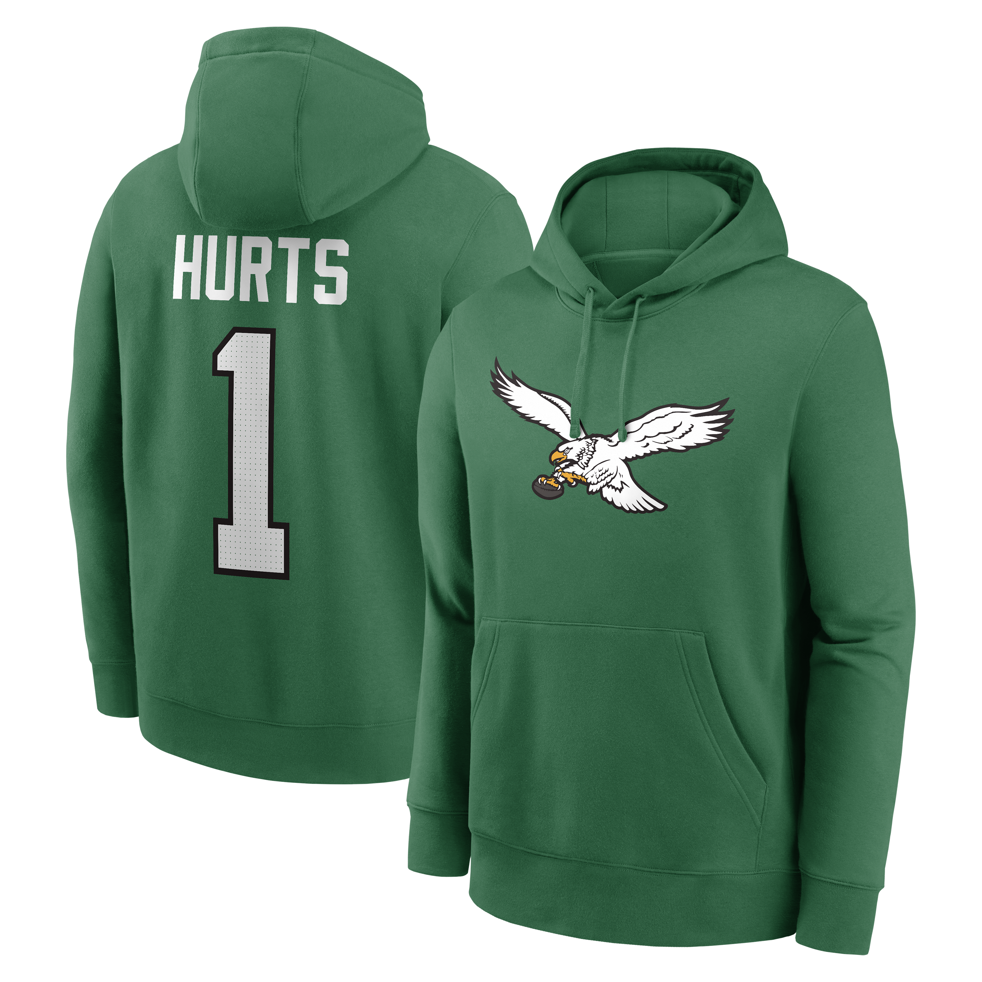Nike Men's Jalen Hurts Kelly Green Philadelphia Eagles Name & Number Hoodie - Kelly Green