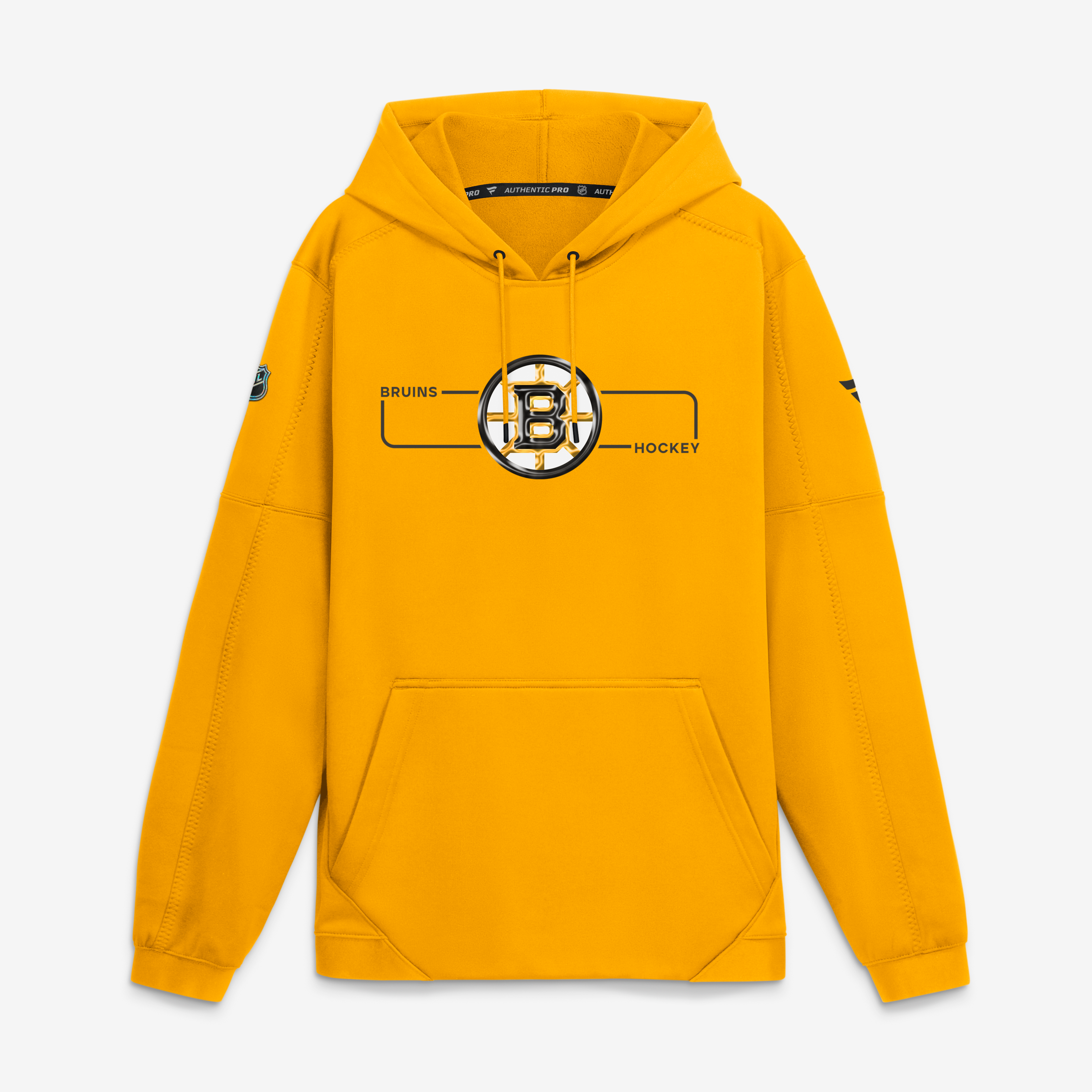 Men's Fanatics Gold Boston Bruins Authentic Pro Rink Fleece Pullover Hoodie