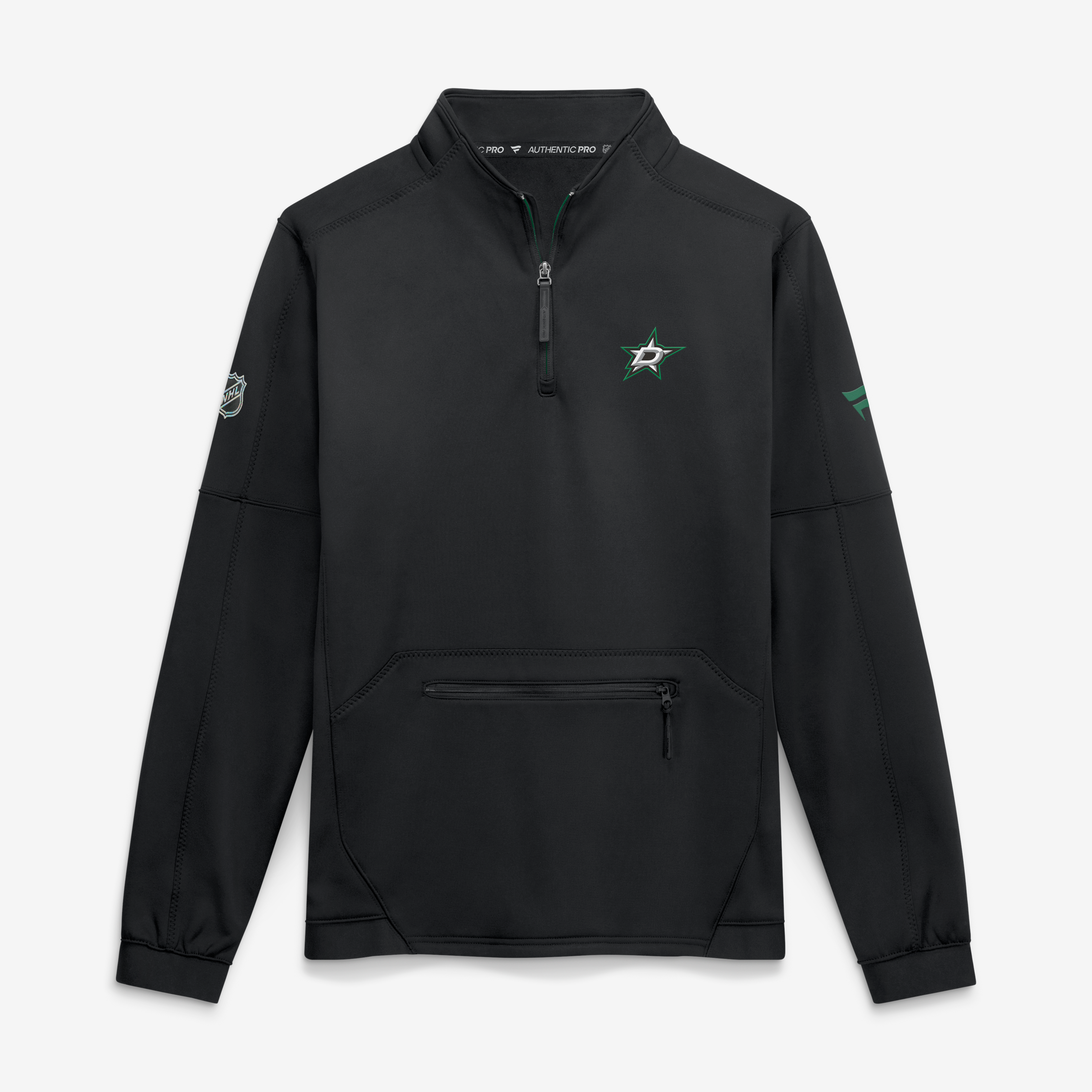 Men's Fanatics Black Dallas Stars Authentic Pro Rink Fleece Quarter-Zip Pullover