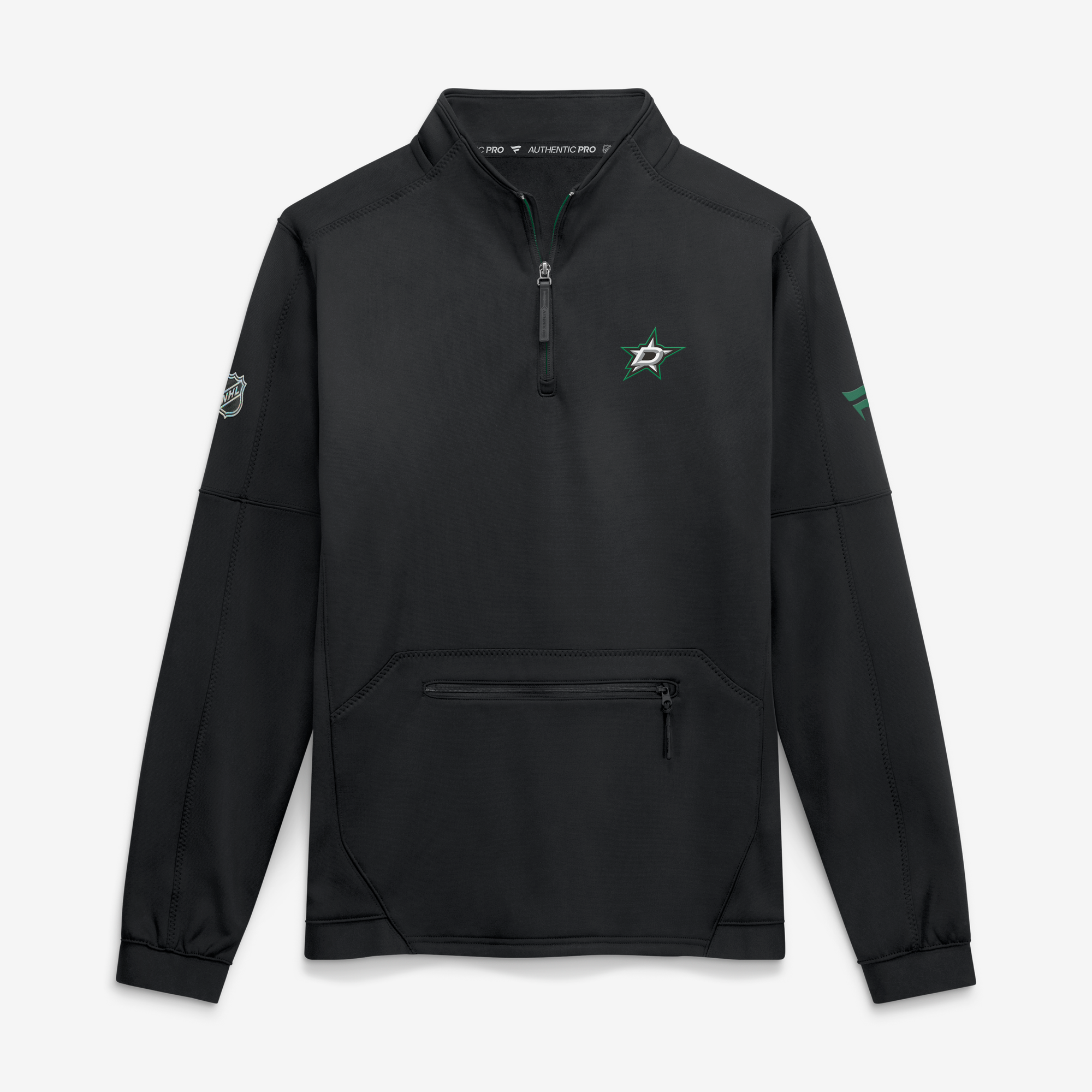 Men's Fanatics Black Dallas Stars Authentic Pro Rink Fleece Quarter-Zip Pullover
