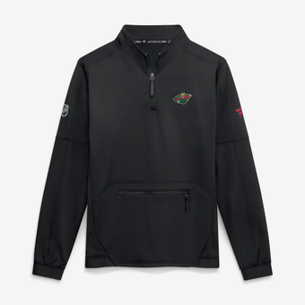 Men's Fanatics Black Minnesota Wild Authentic Pro Rink Fleece Quarter-Zip Pullover