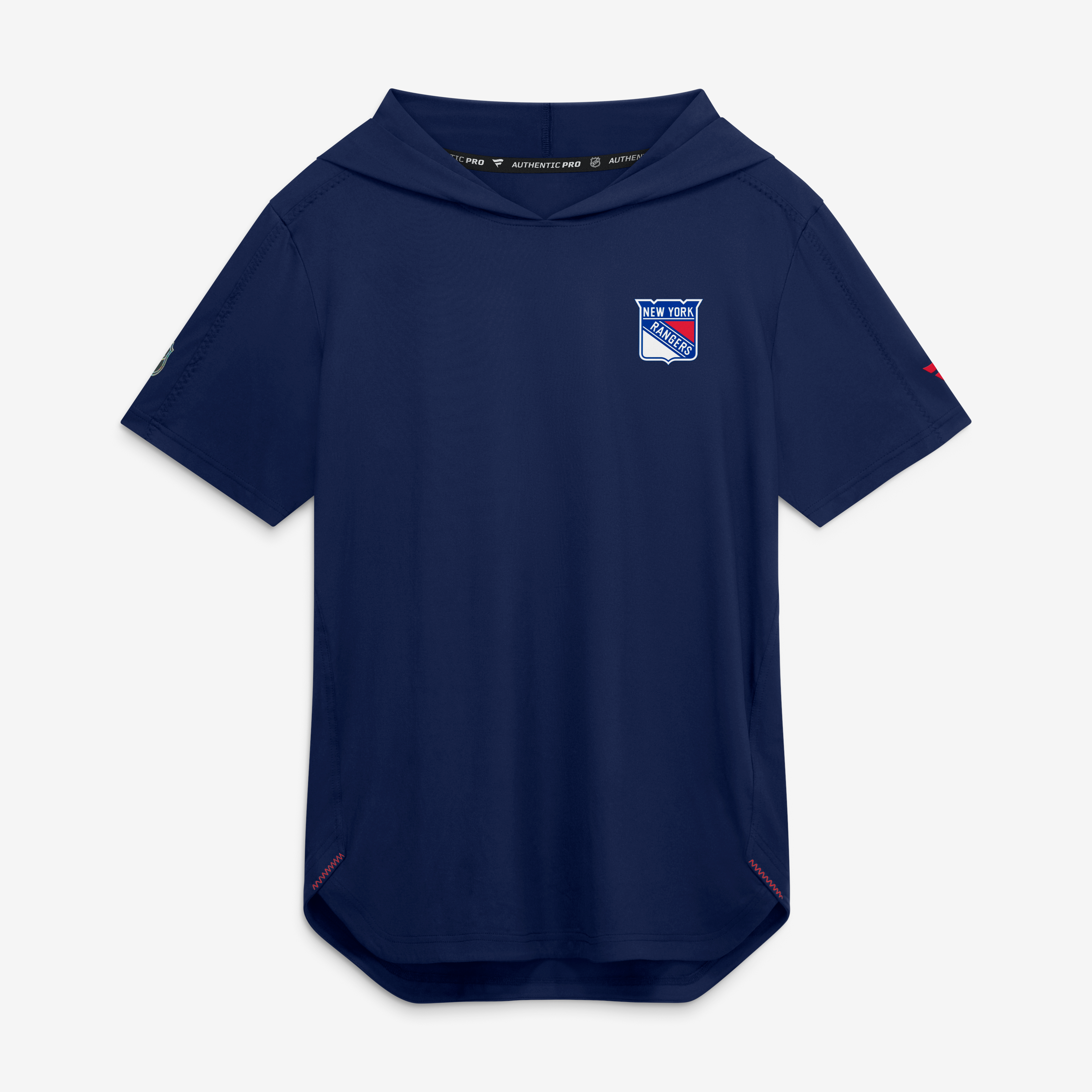 Men's Fanatics Navy New York Rangers Authentic Pro Train Short Sleeve Hoodie