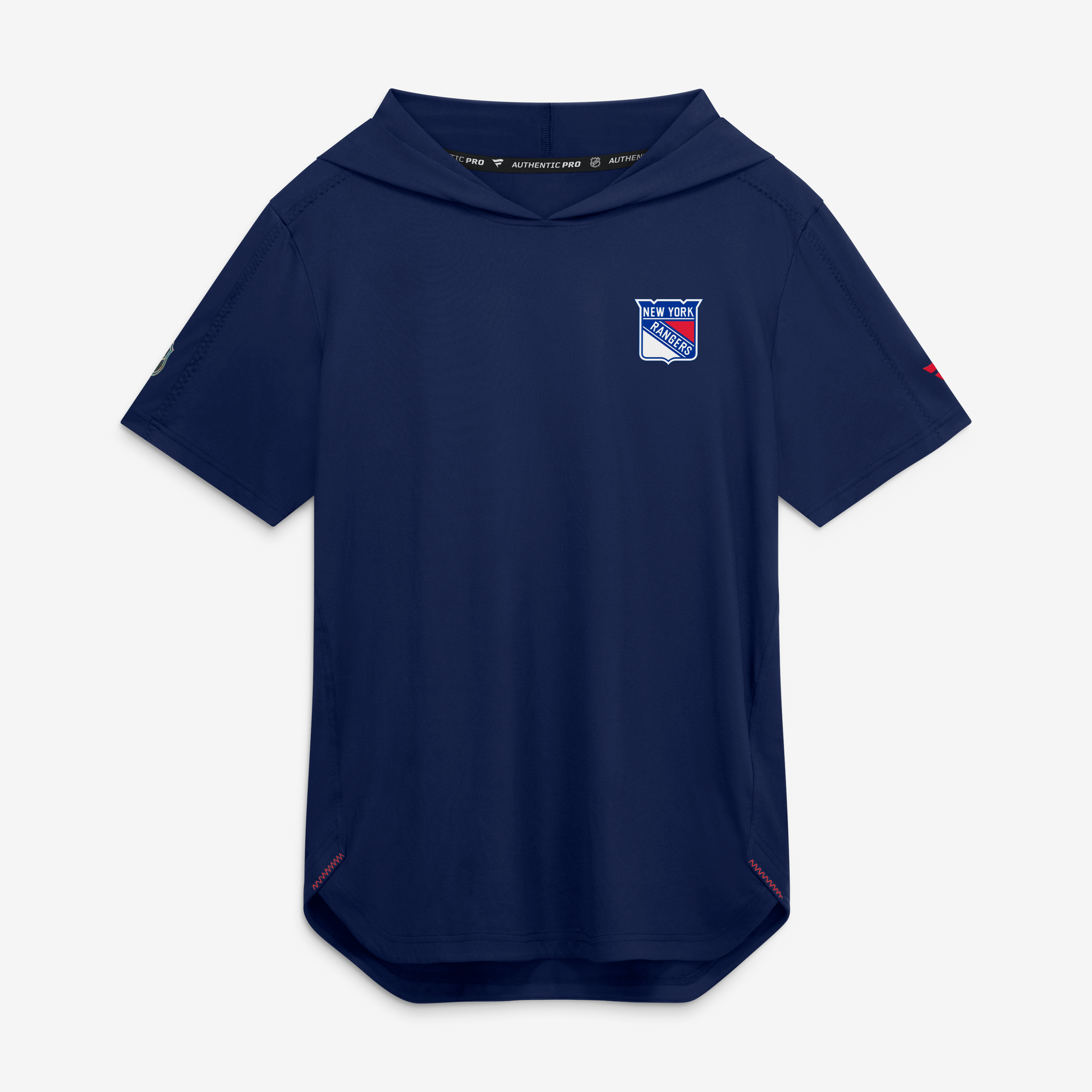 Men's Fanatics Navy New York Rangers Authentic Pro Train Short Sleeve Hoodie