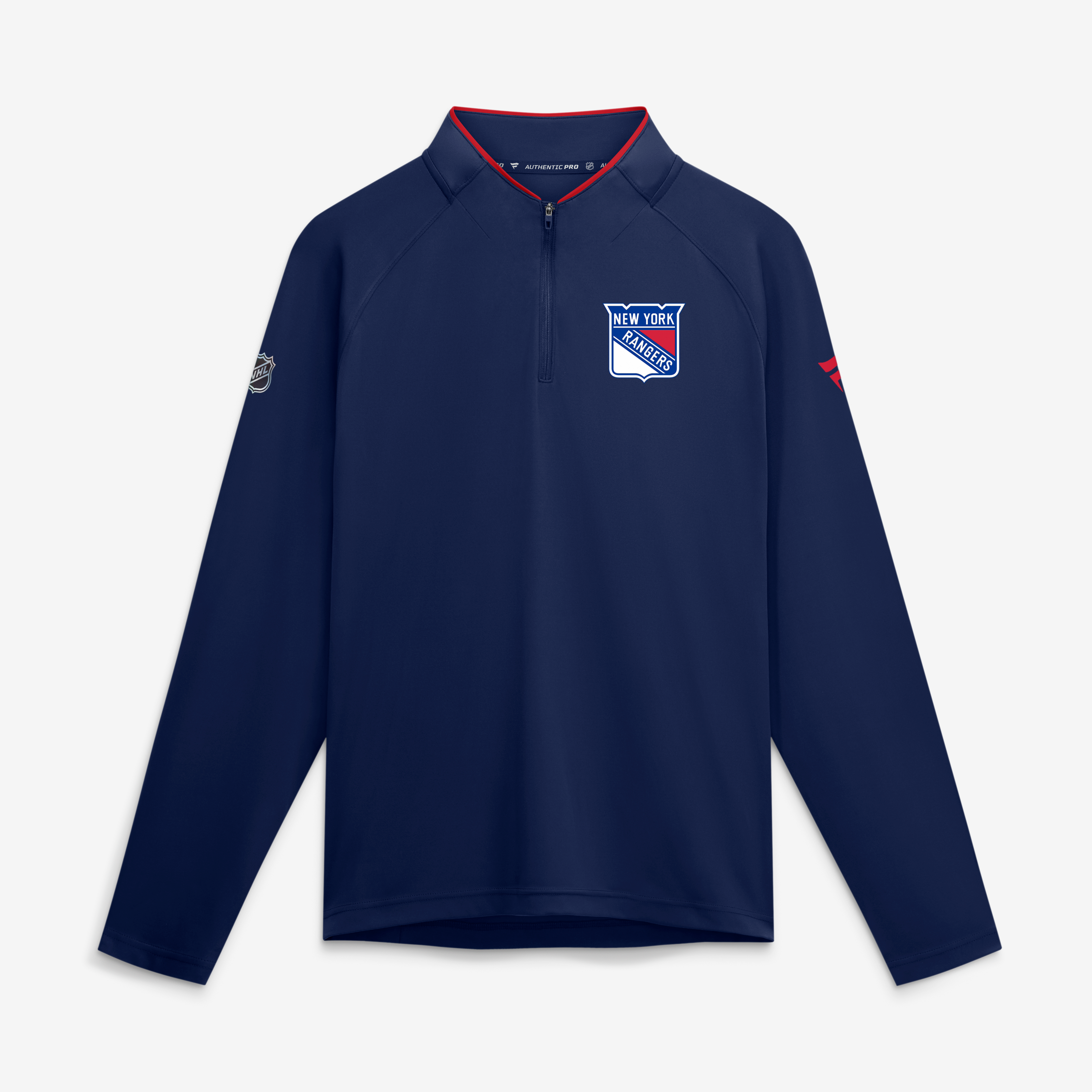 Men's Fanatics Navy New York Rangers Authentic Pro Rink Raglan Lightweight Quarter-Zip Pullover