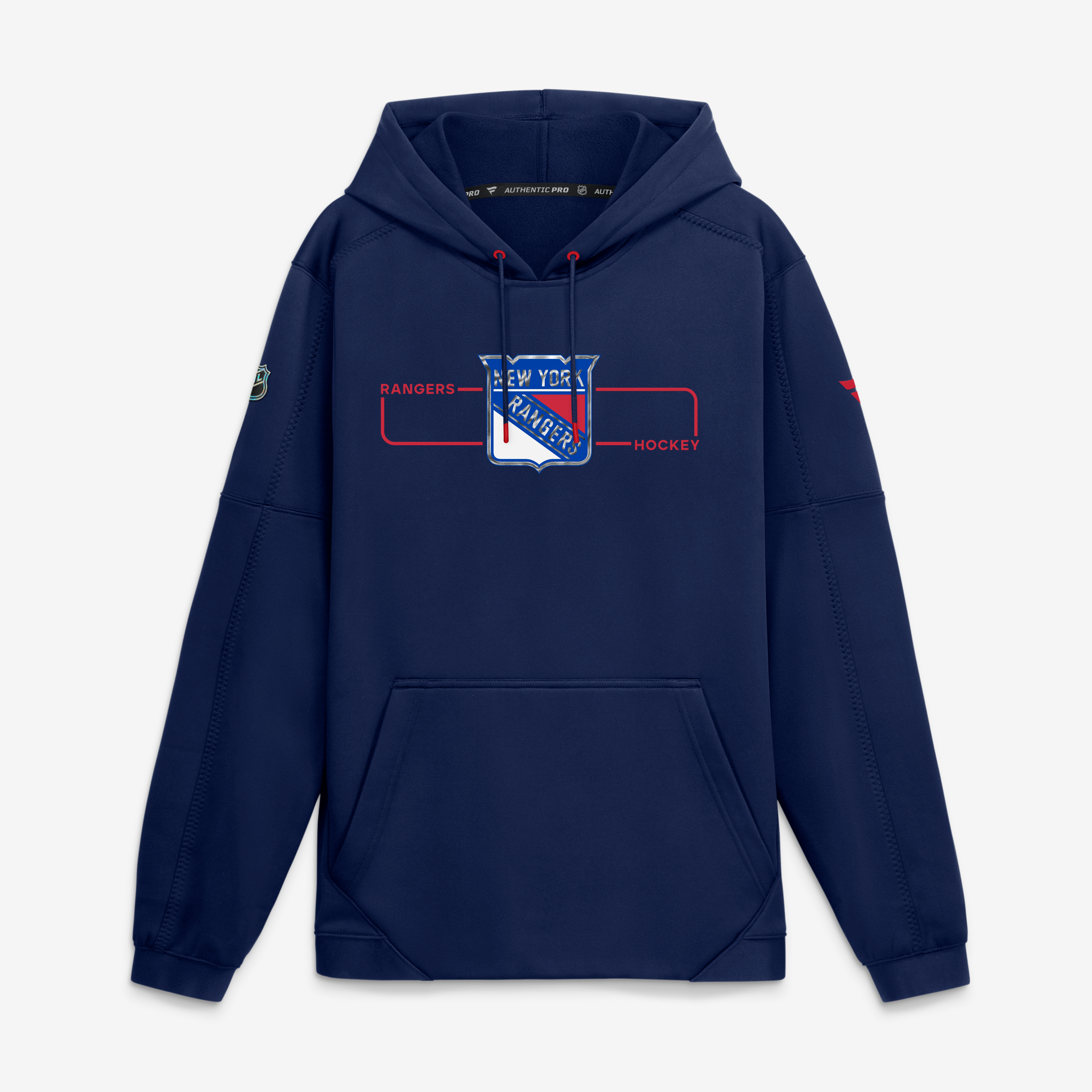 Men's Fanatics Navy New York Rangers Authentic Pro Rink Fleece Pullover Hoodie