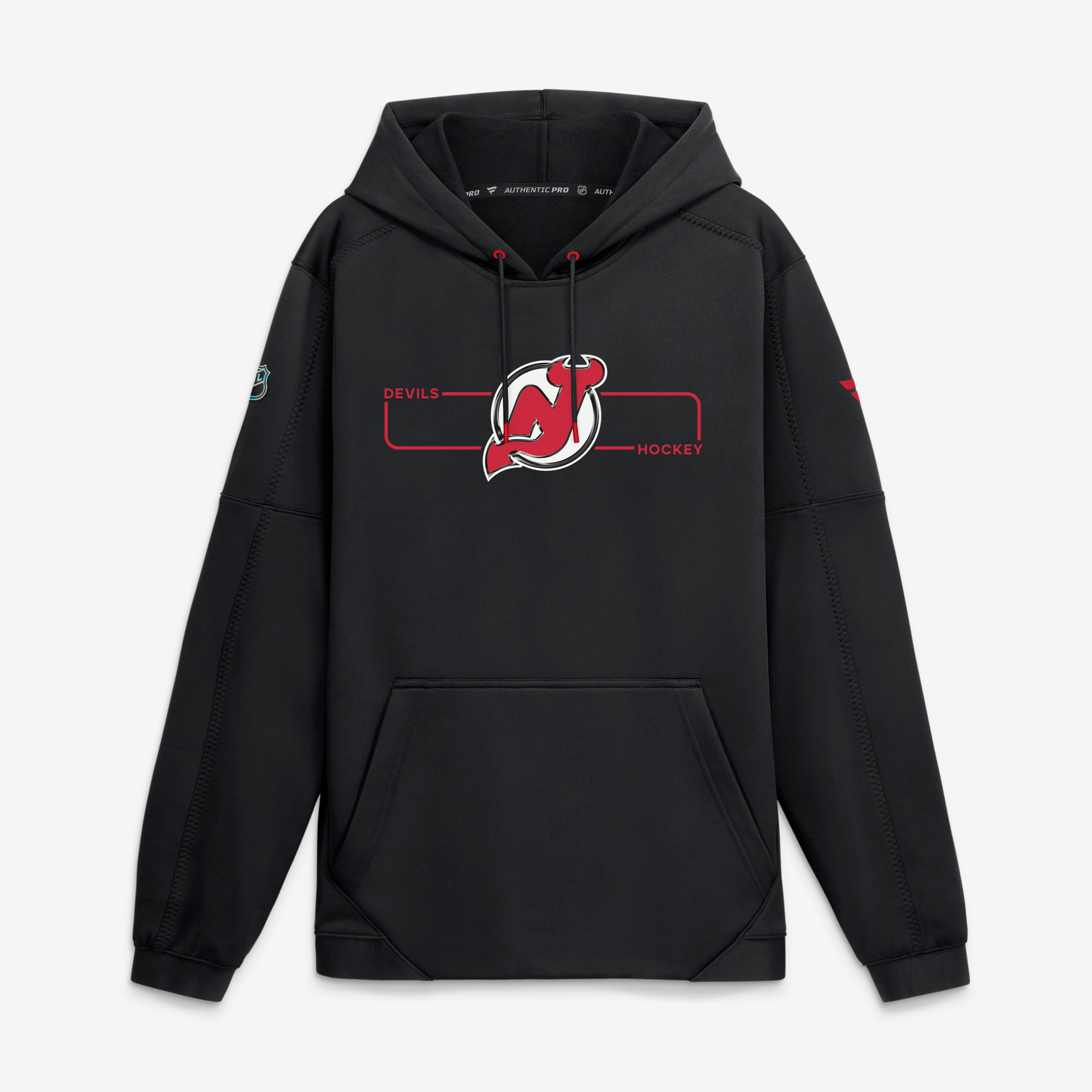 Men's Fanatics Black New Jersey Devils Authentic Pro Rink Fleece Pullover Hoodie
