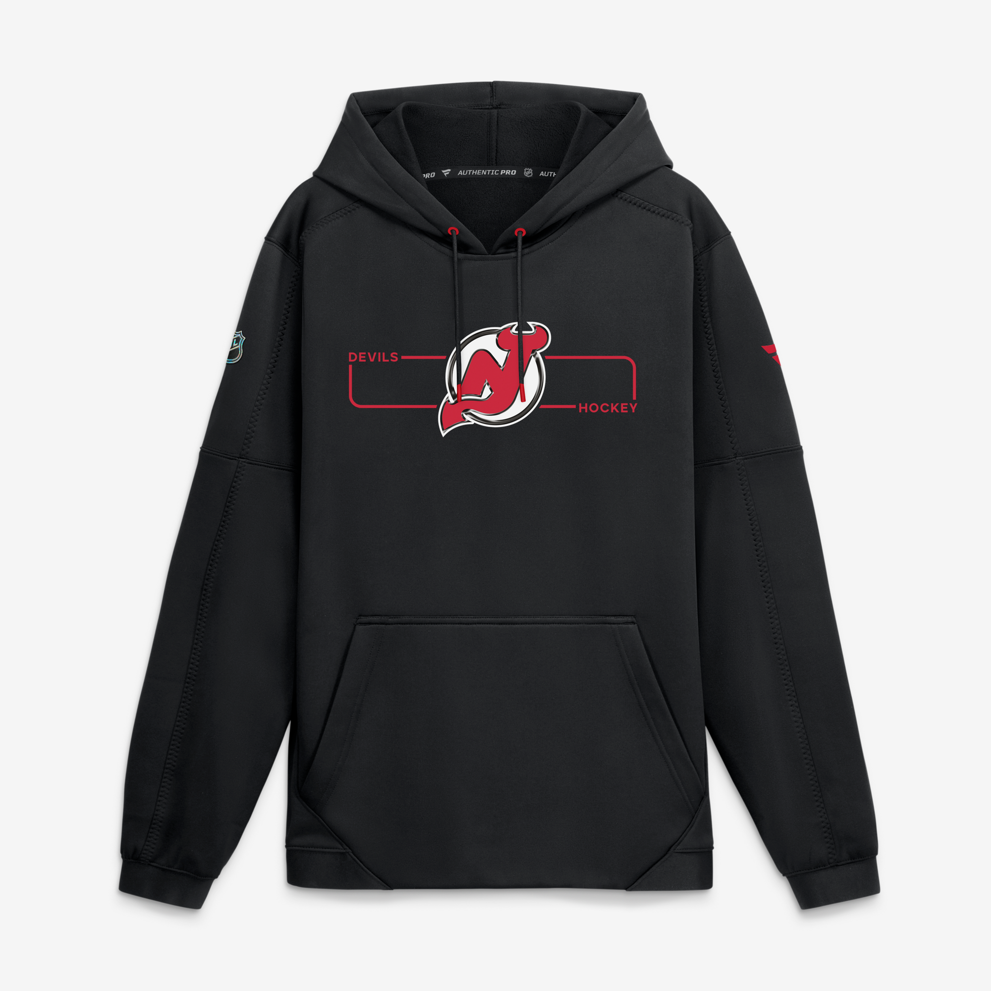 Men's Fanatics Black New Jersey Devils Authentic Pro Rink Fleece Pullover Hoodie