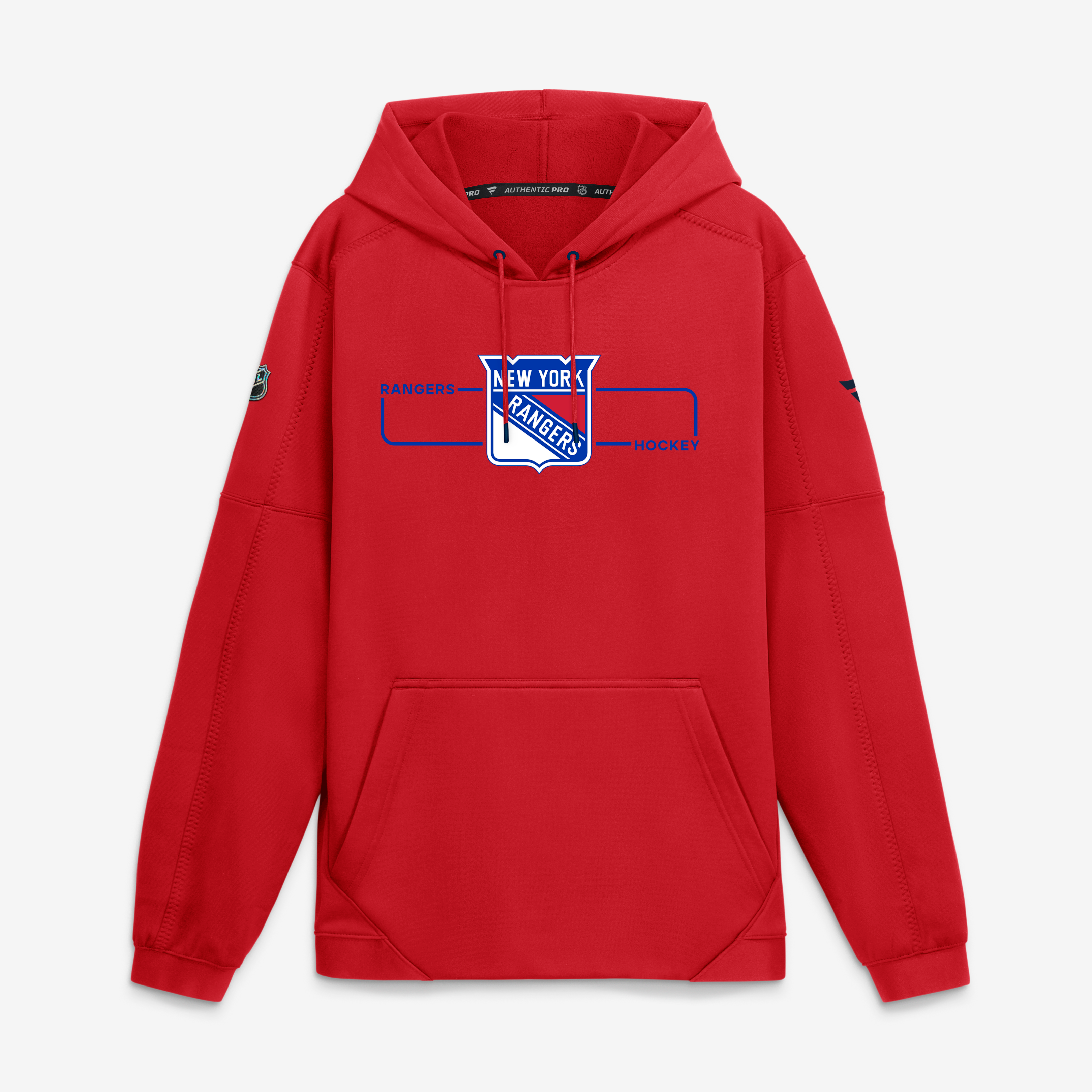 Men's Fanatics Red New York Rangers Authentic Pro Rink Fleece Pullover Hoodie