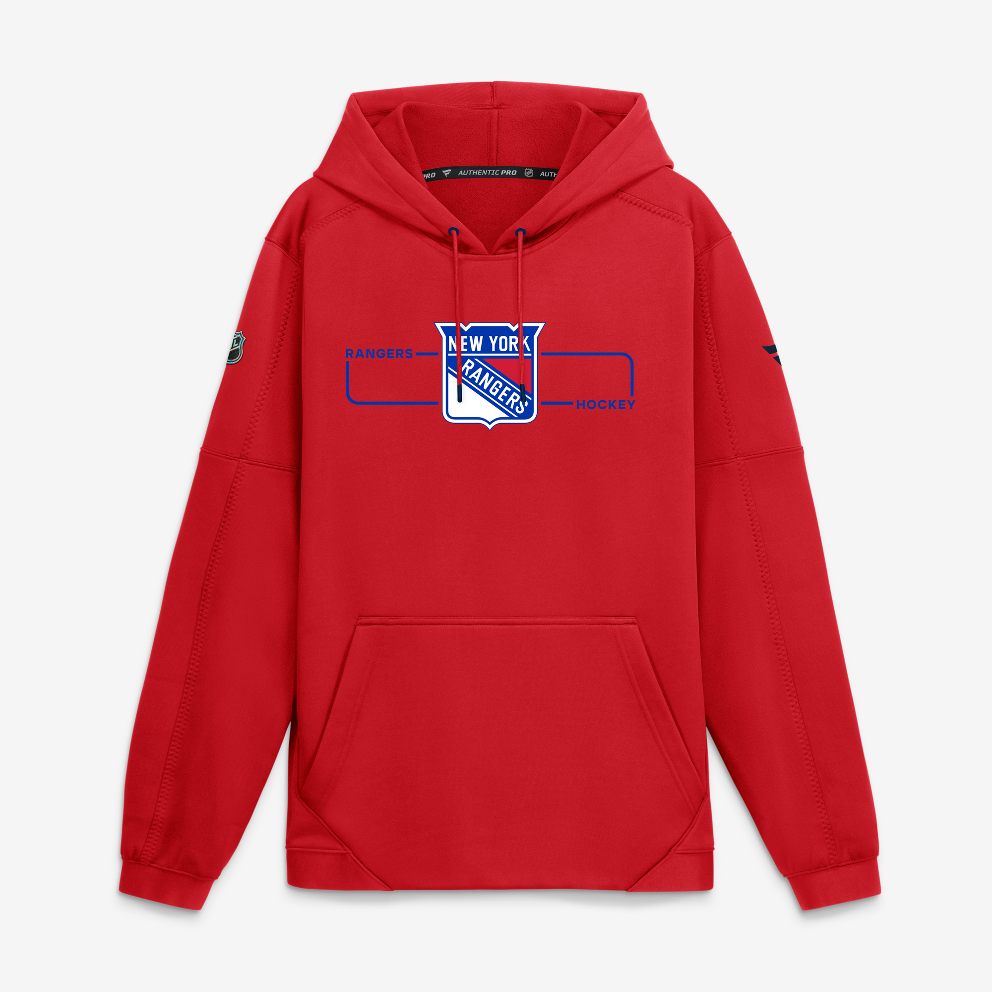 Men's Fanatics Red New York Rangers Authentic Pro Rink Fleece Pullover Hoodie