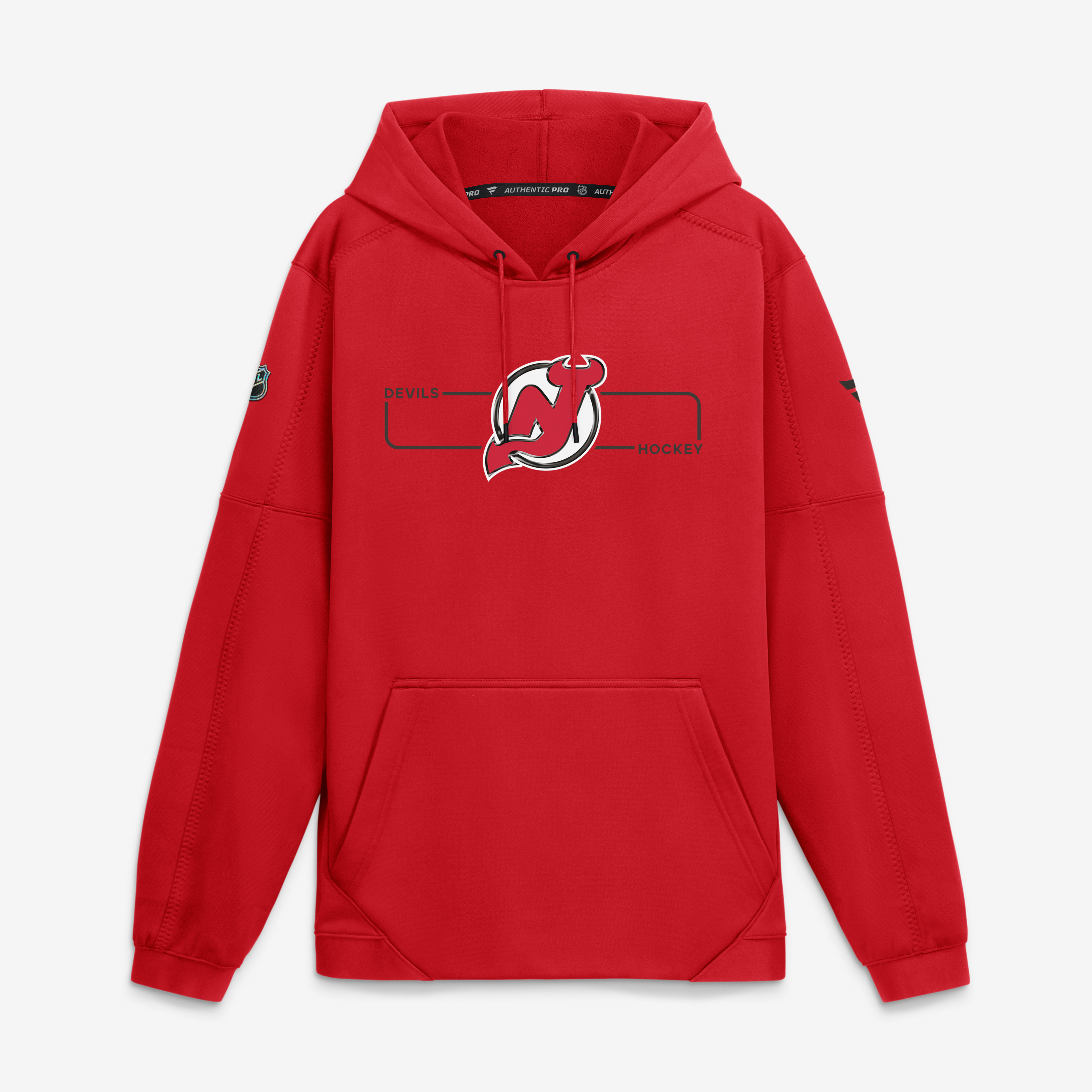 Men's Fanatics Red New Jersey Devils Authentic Pro Rink Fleece Pullover Hoodie