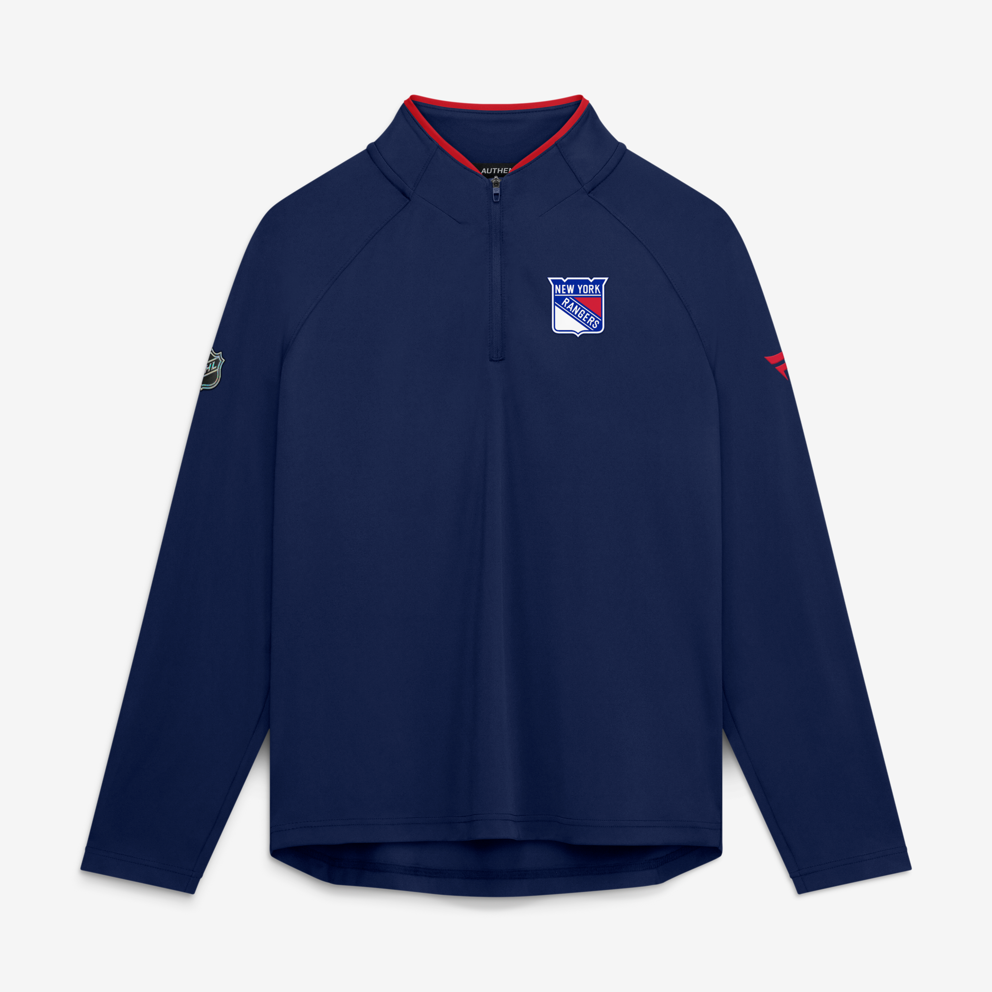 Women's Fanatics Navy New York Rangers Authentic Pro Rink Raglan Lightweight Quarter-Zip Pullover