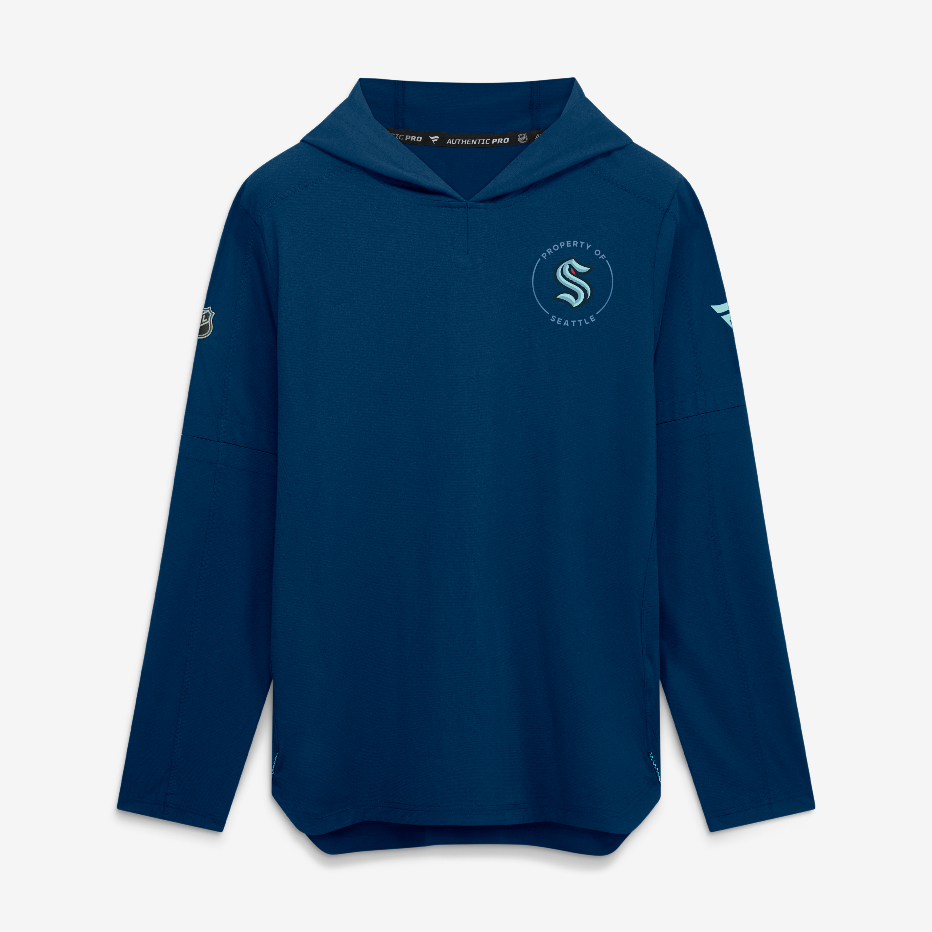 Men's Fanatics Deep Sea Blue Seattle Kraken Authentic Pro Train Lightweight Hoodie