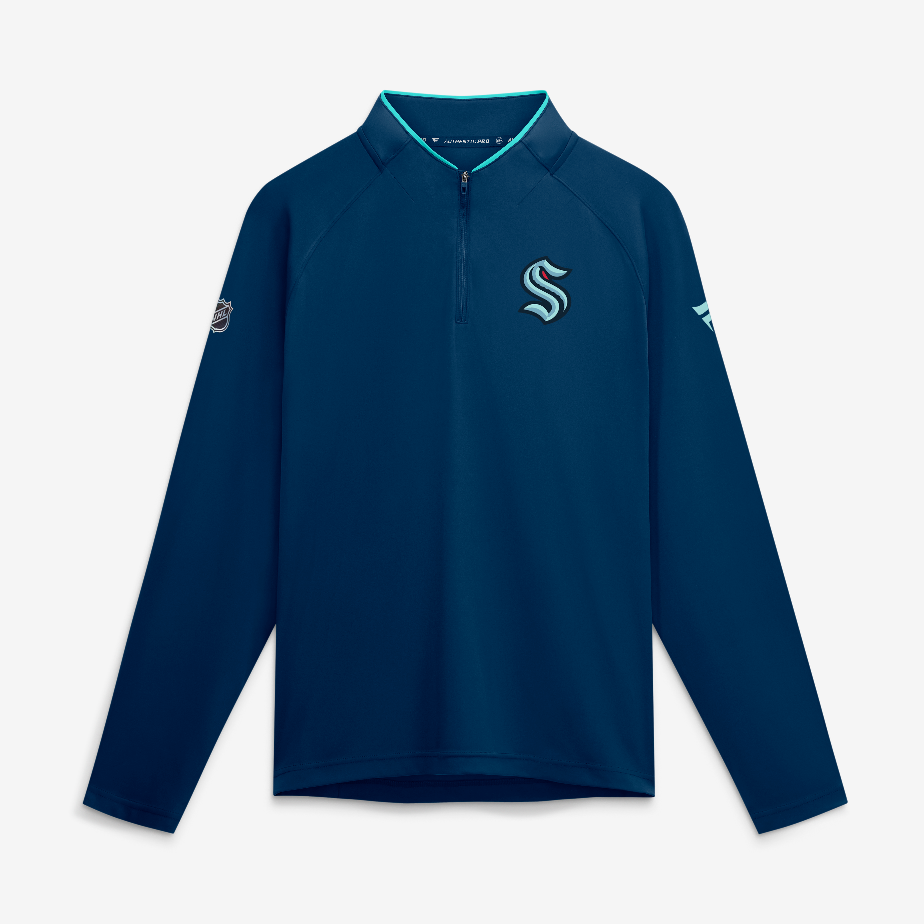 Men's Fanatics Deep Sea Blue Seattle Kraken Authentic Pro Rink Raglan Lightweight Quarter-Zip Pullover
