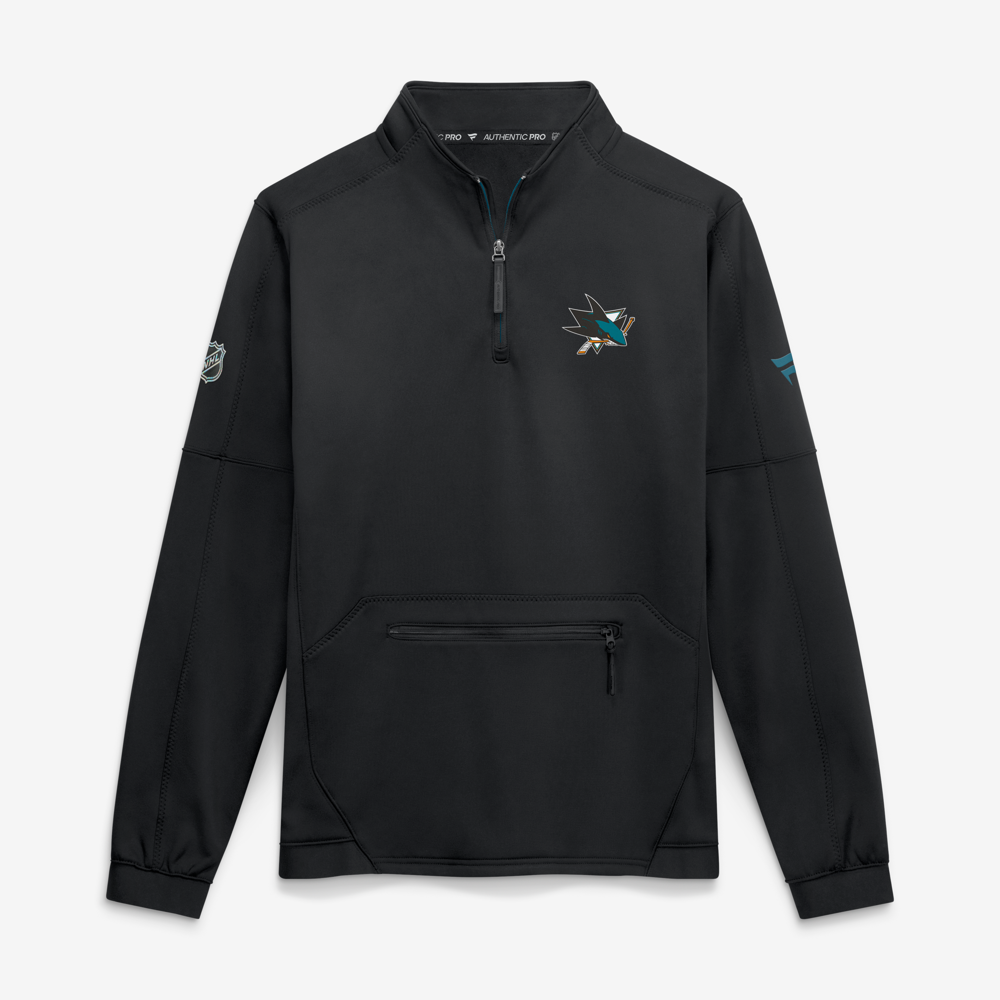 Men's Fanatics Black San Jose Sharks Authentic Pro Rink Fleece Quarter-Zip Pullover