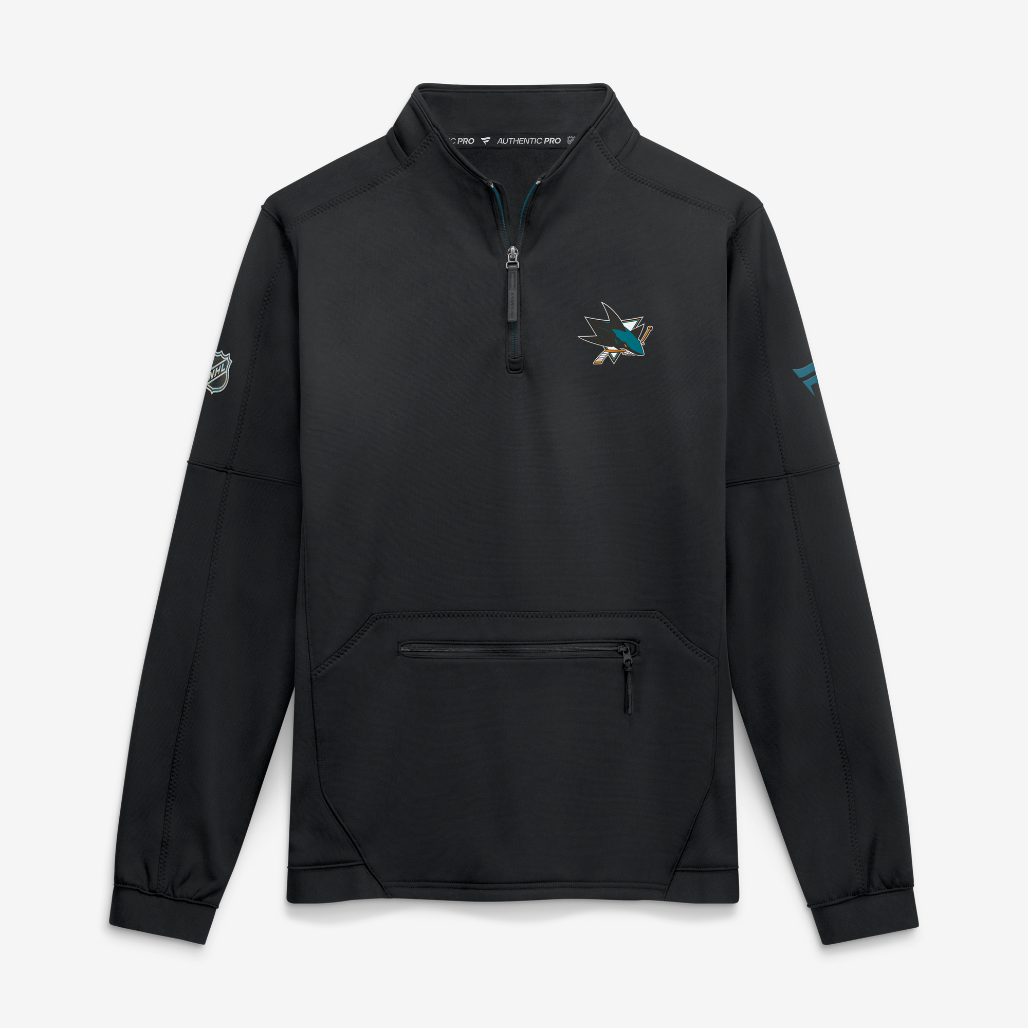 Men's Fanatics Black San Jose Sharks Authentic Pro Rink Fleece Quarter-Zip Pullover