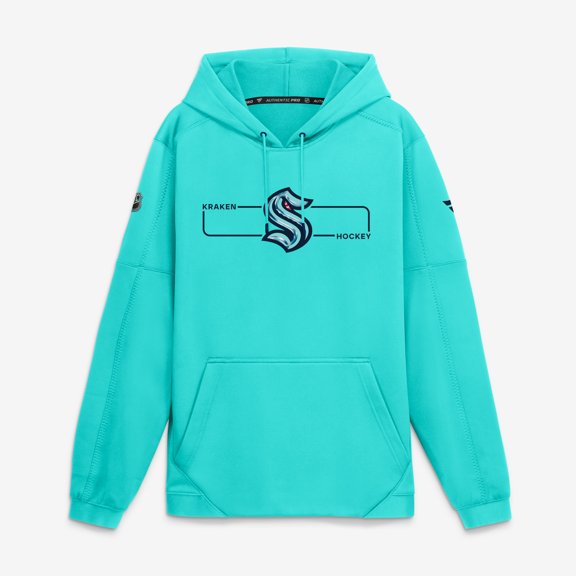 Men's Fanatics Light Blue Seattle Kraken Authentic Pro Rink Fleece Pullover Hoodie