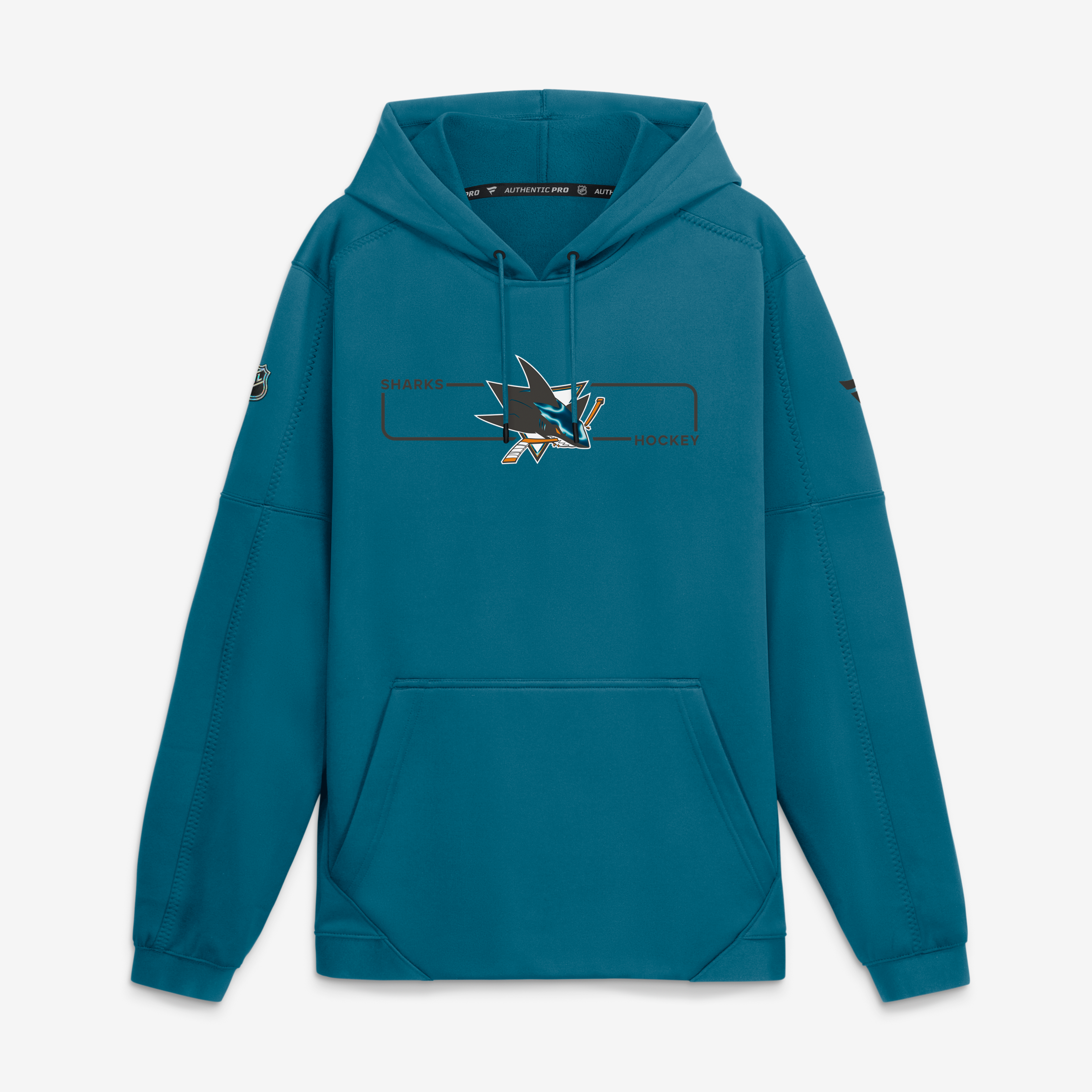 Men's Fanatics Teal San Jose Sharks Authentic Pro Rink Fleece Pullover Hoodie