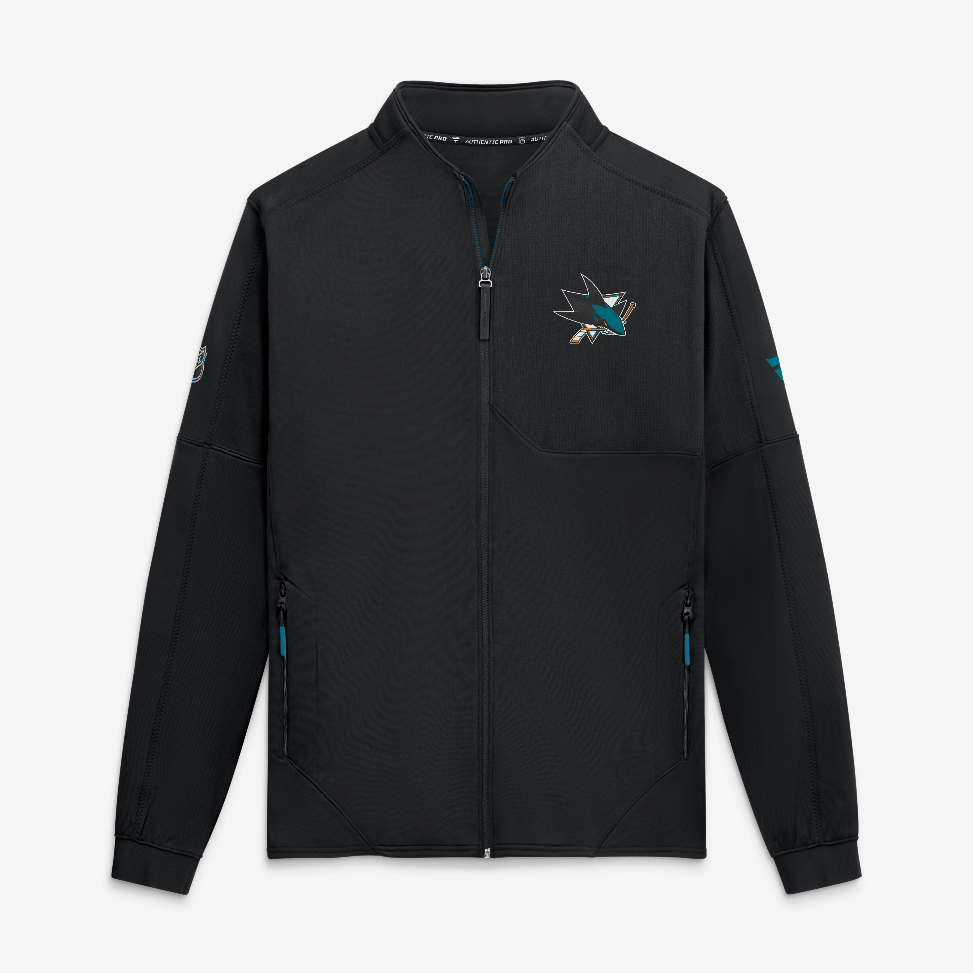 Men's Fanatics Black San Jose Sharks Authentic Pro Rink Fleece Full-Zip Jacket