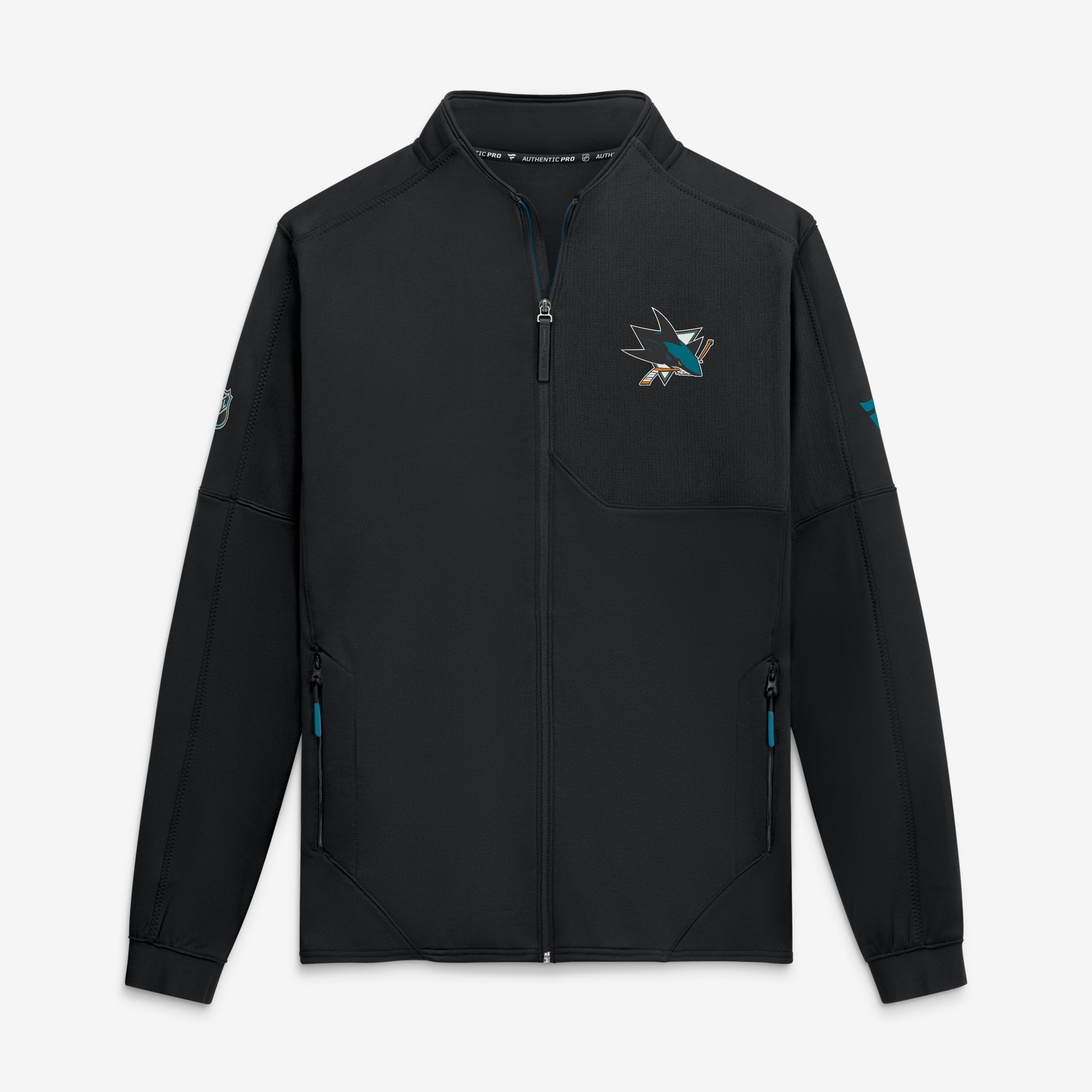 Men's Fanatics Black San Jose Sharks Authentic Pro Rink Fleece Full-Zip Jacket
