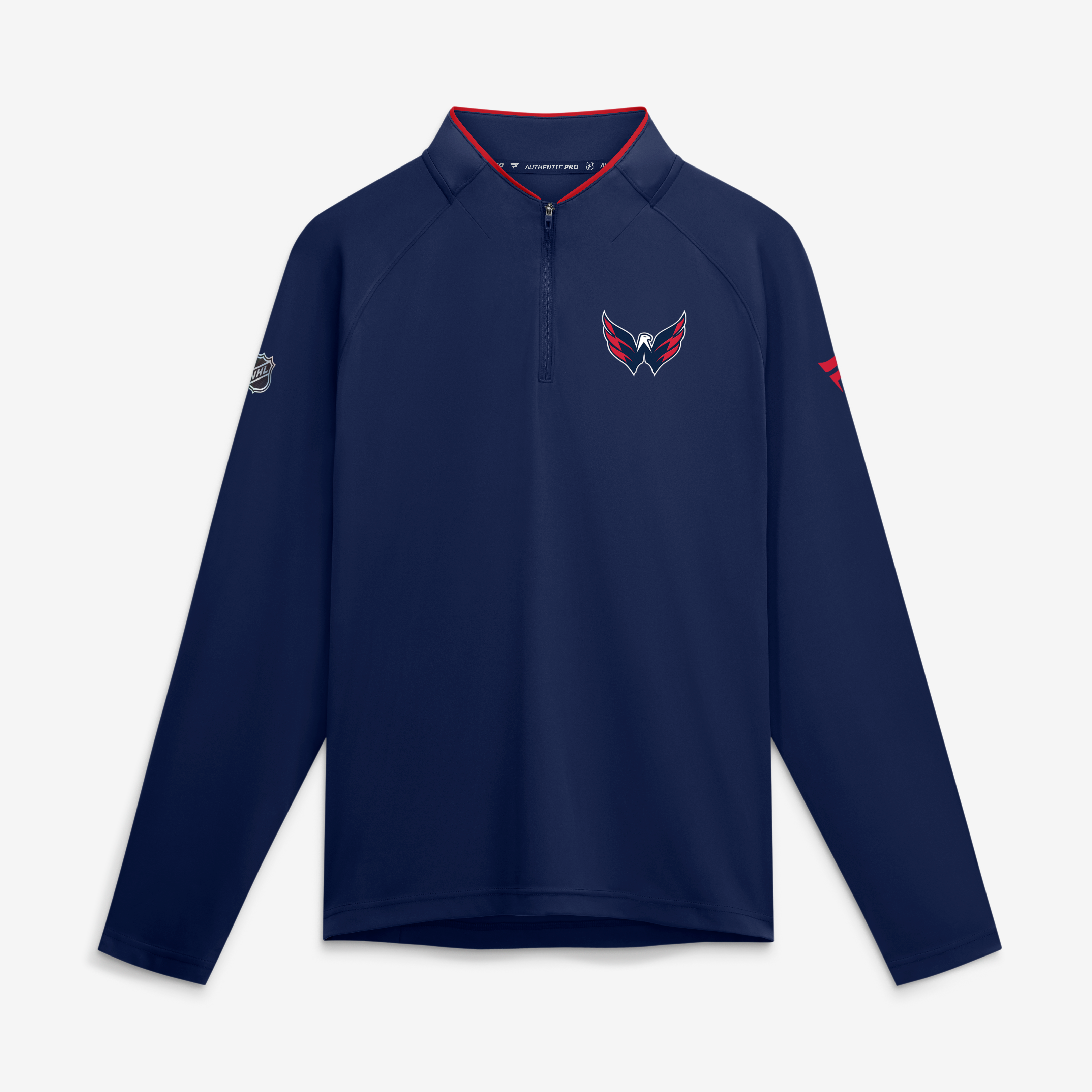 Men's Fanatics Navy Washington Capitals Authentic Pro Rink Raglan Lightweight Quarter-Zip Pullover