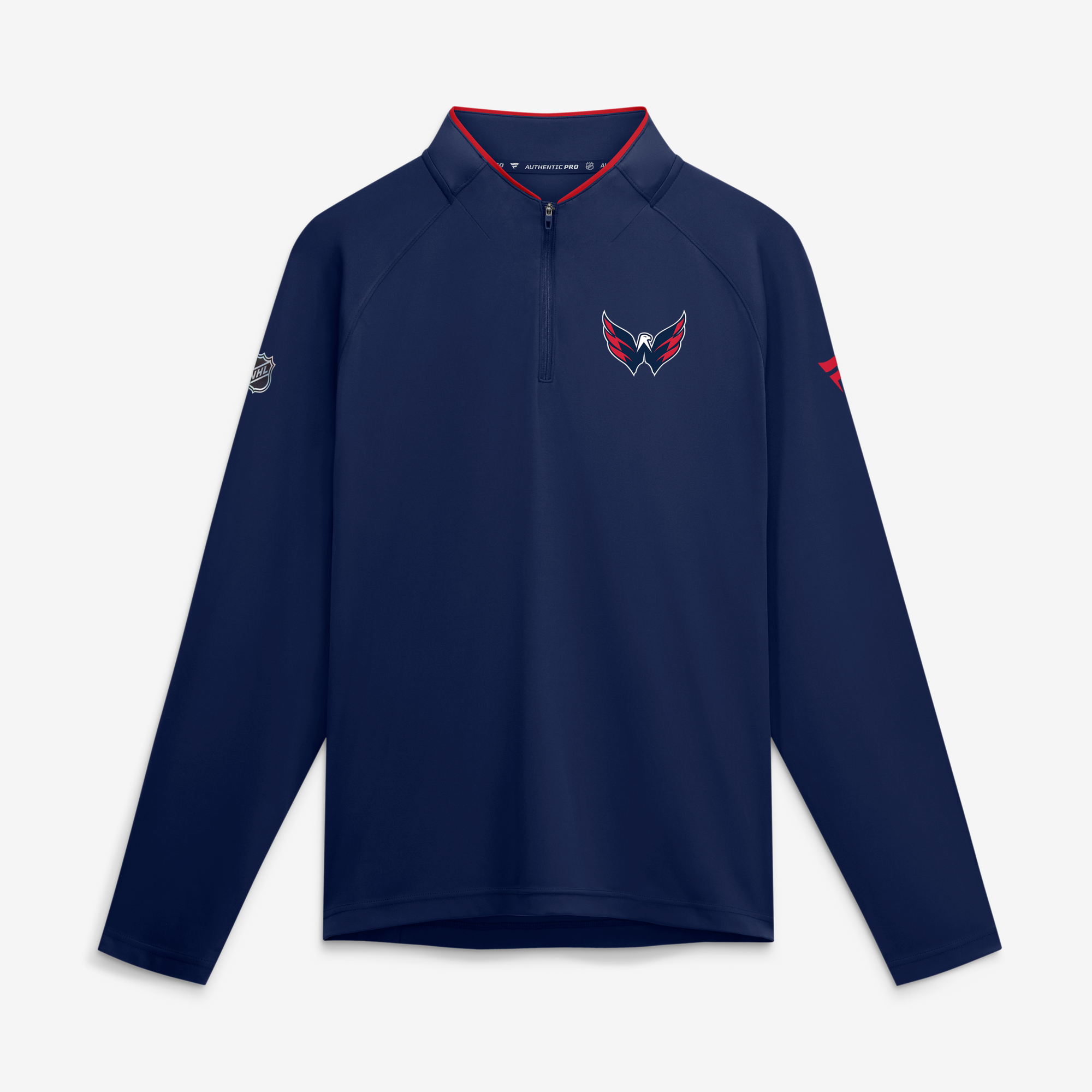 Men's Fanatics Navy Washington Capitals Authentic Pro Rink Raglan Lightweight Quarter-Zip Pullover