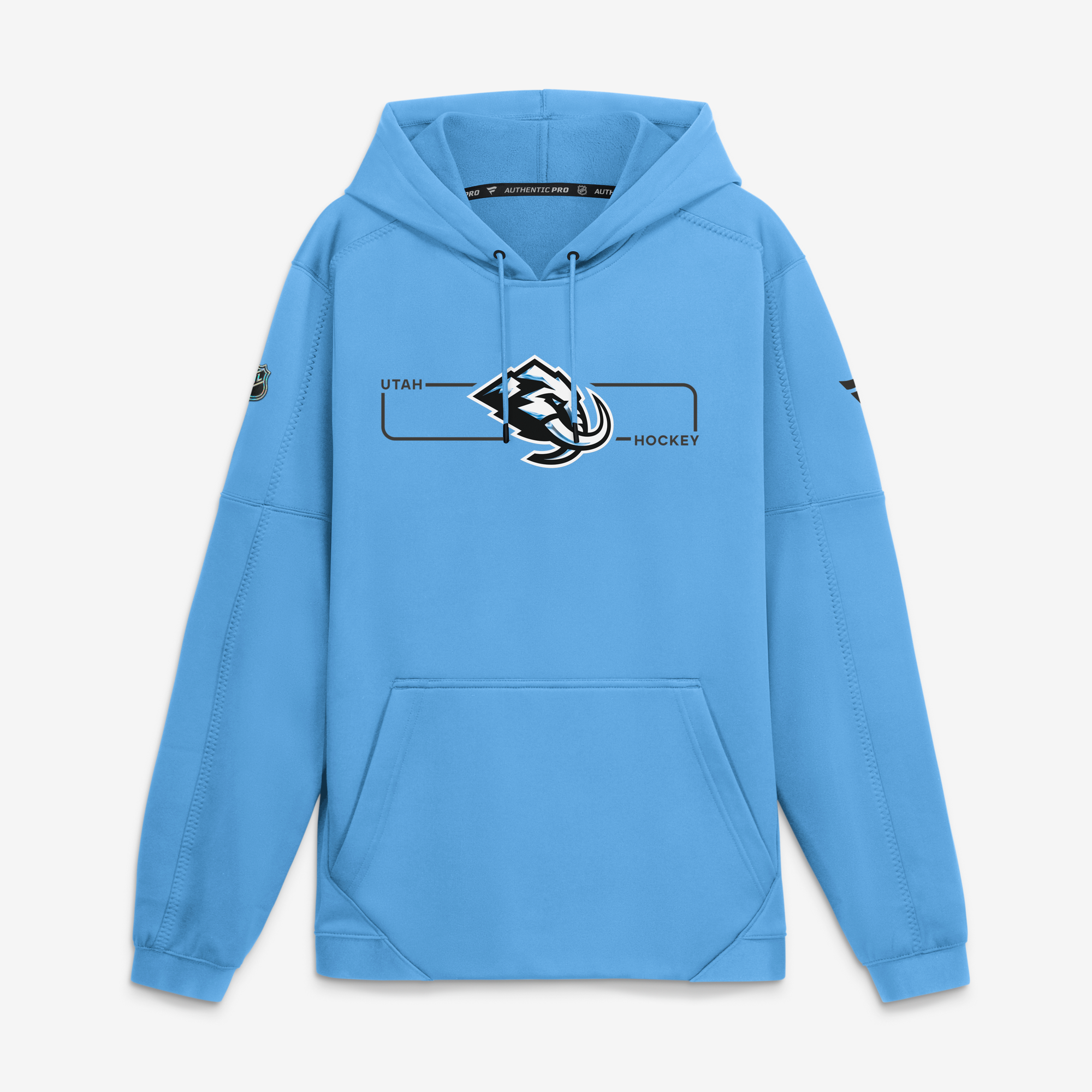 Men's Fanatics Light Blue Utah Mammoth Authentic Pro Rink Fleece Pullover Hoodie
