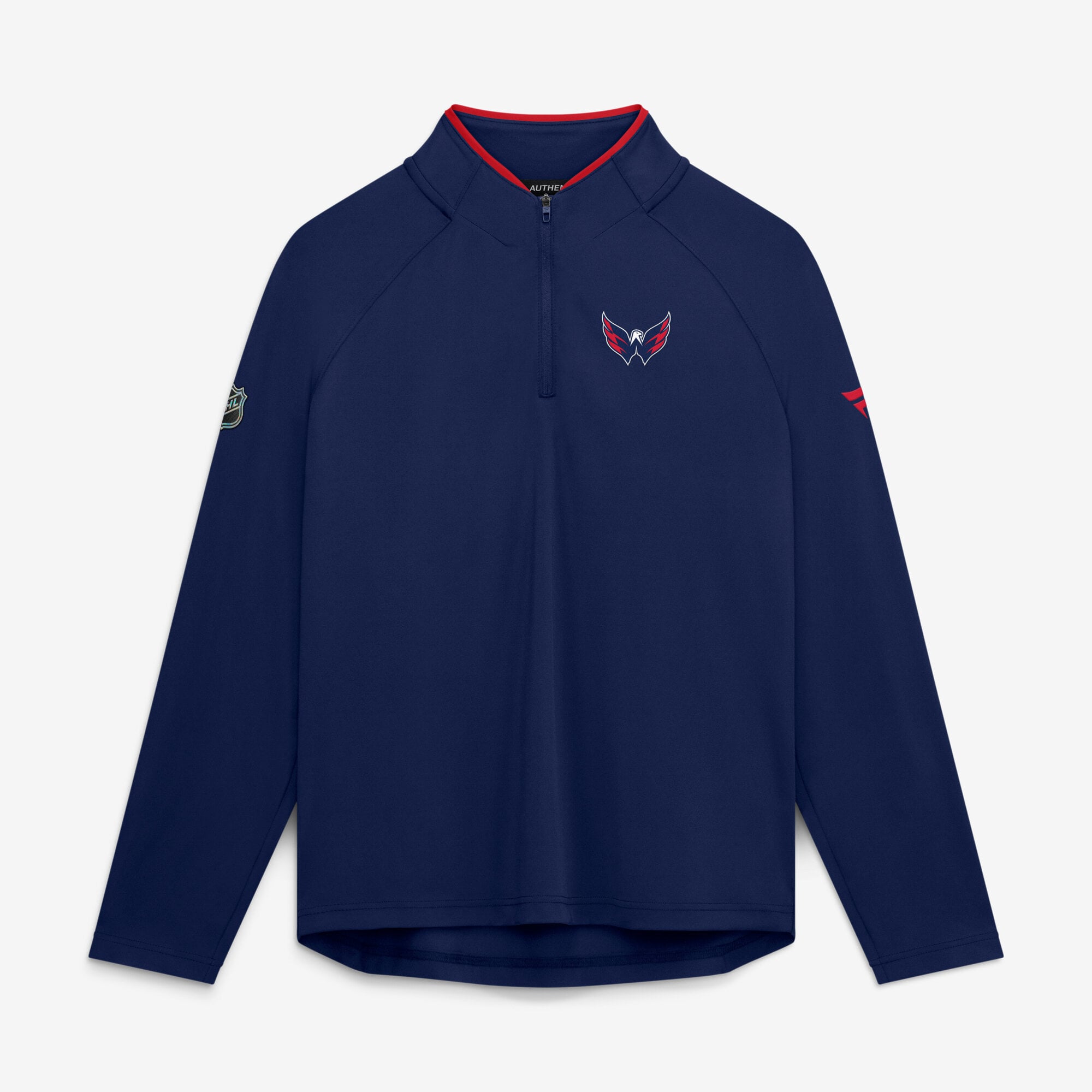 Women's Fanatics Navy Washington Capitals Authentic Pro Rink Raglan Lightweight Quarter-Zip Pullover