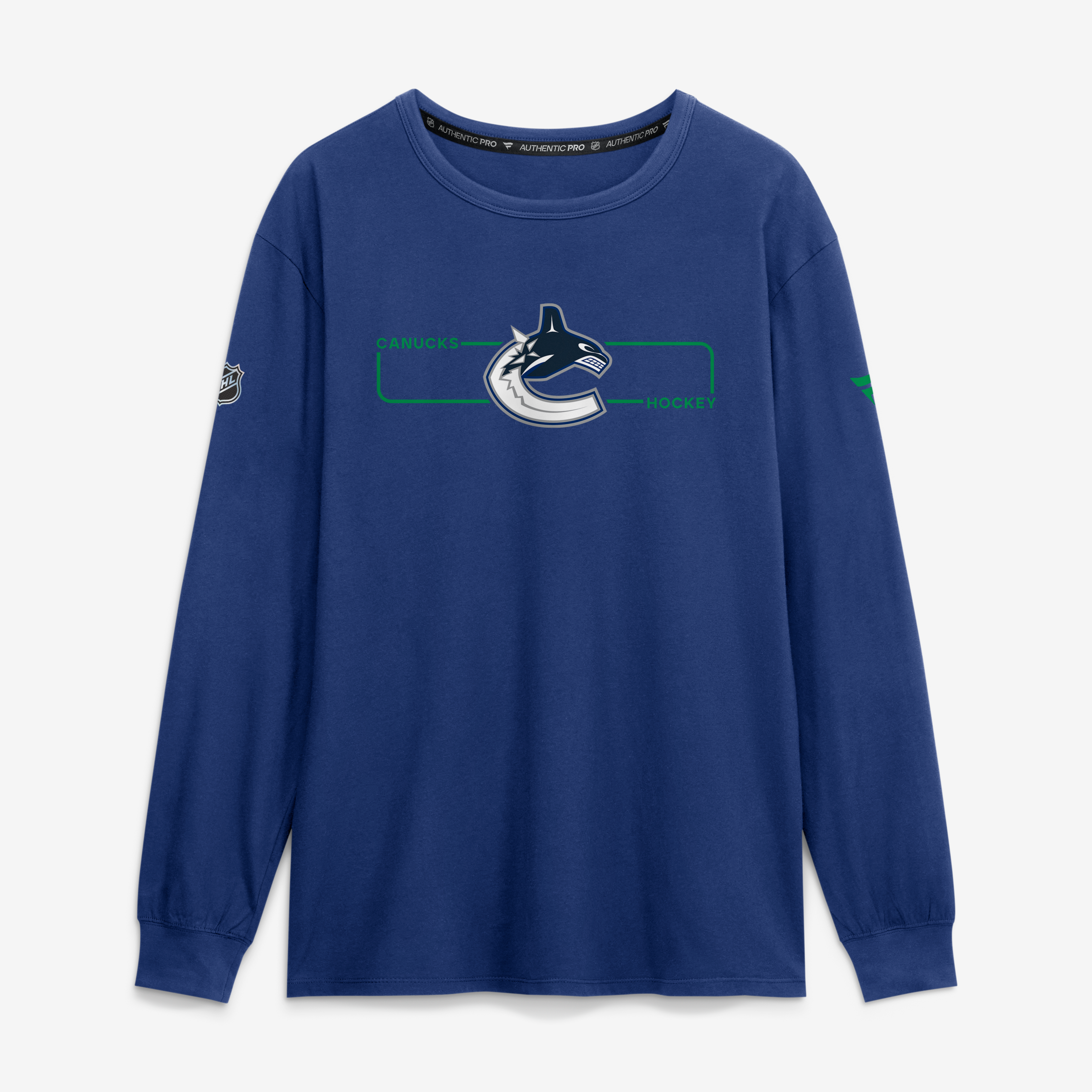 Men's Fanatics Blue Vancouver Canucks Authentic Pro Primary Logo Long Sleeve T-Shirt