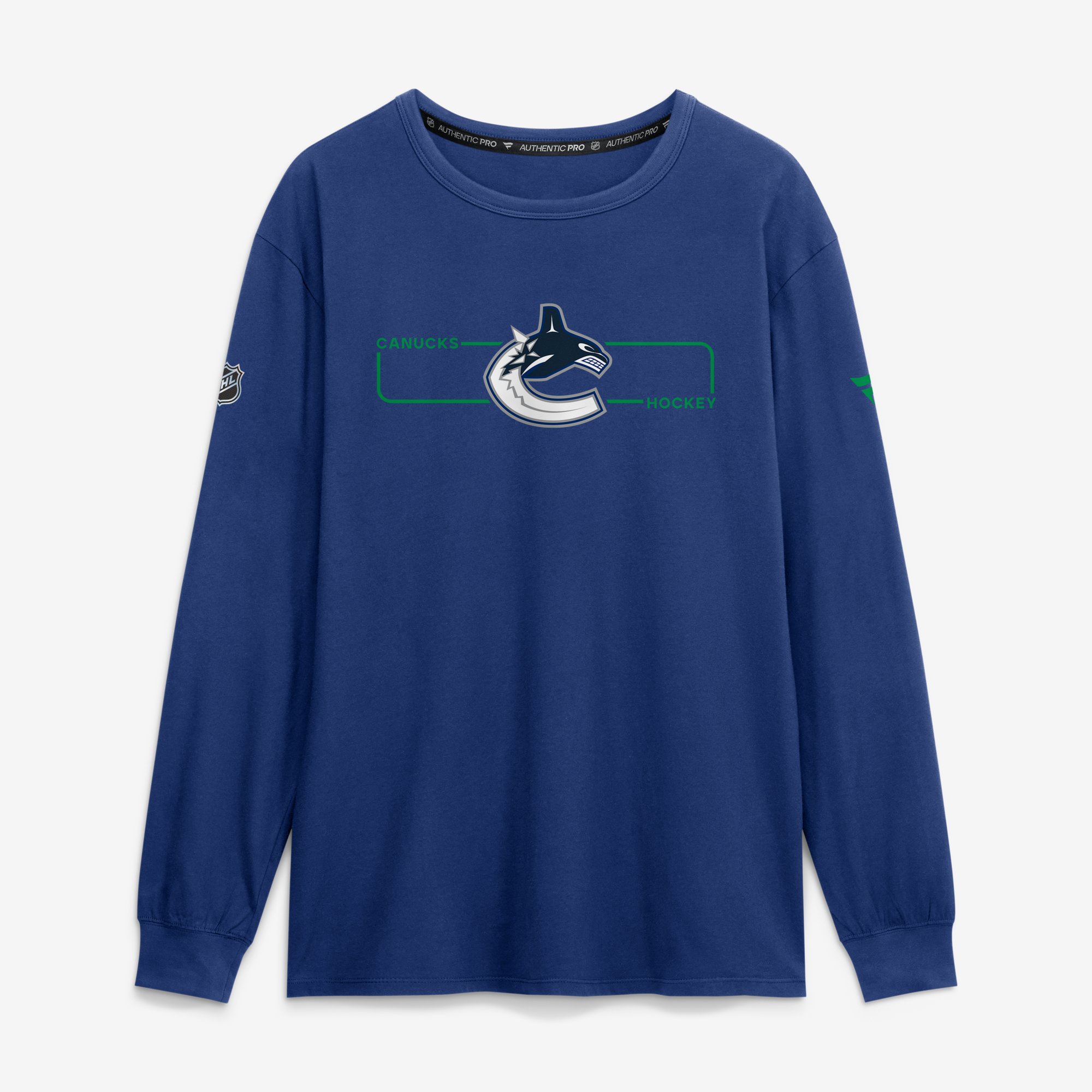 Men's Fanatics Blue Vancouver Canucks Authentic Pro Primary Logo Long Sleeve T-Shirt