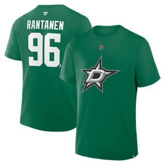 Men's Fanatics Mikko Rantanen Green Dallas Stars Authentic Stack Name & Number T-Shirt