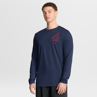 Men's Nike Navy Atlanta Braves 2-Hit Legend Dri-FIT Long Sleeve T-Shirt