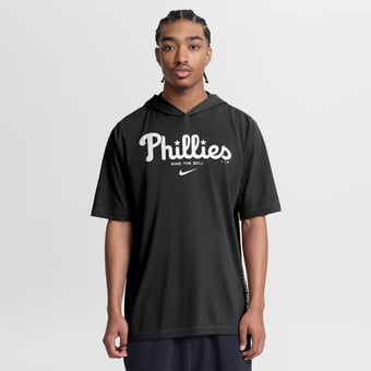 Men's Nike Black Philadelphia Phillies Arched Wordmark Tri-Blend Hooded T-Shirt