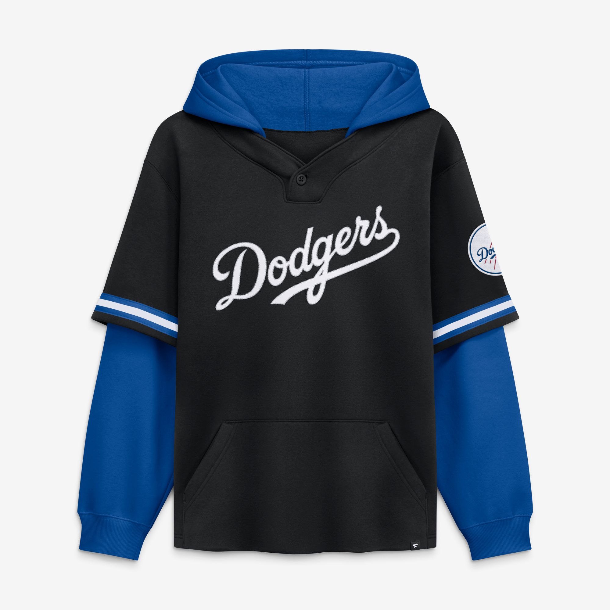 Men's Fanatics Black/Royal Los Angeles Dodgers Oversized Fire Speed​ Layered Hoodie