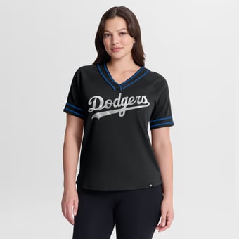 Women's Fanatics Black Los Angeles Dodgers Diva Race Ahead Raglan V-Neck T-Shirt