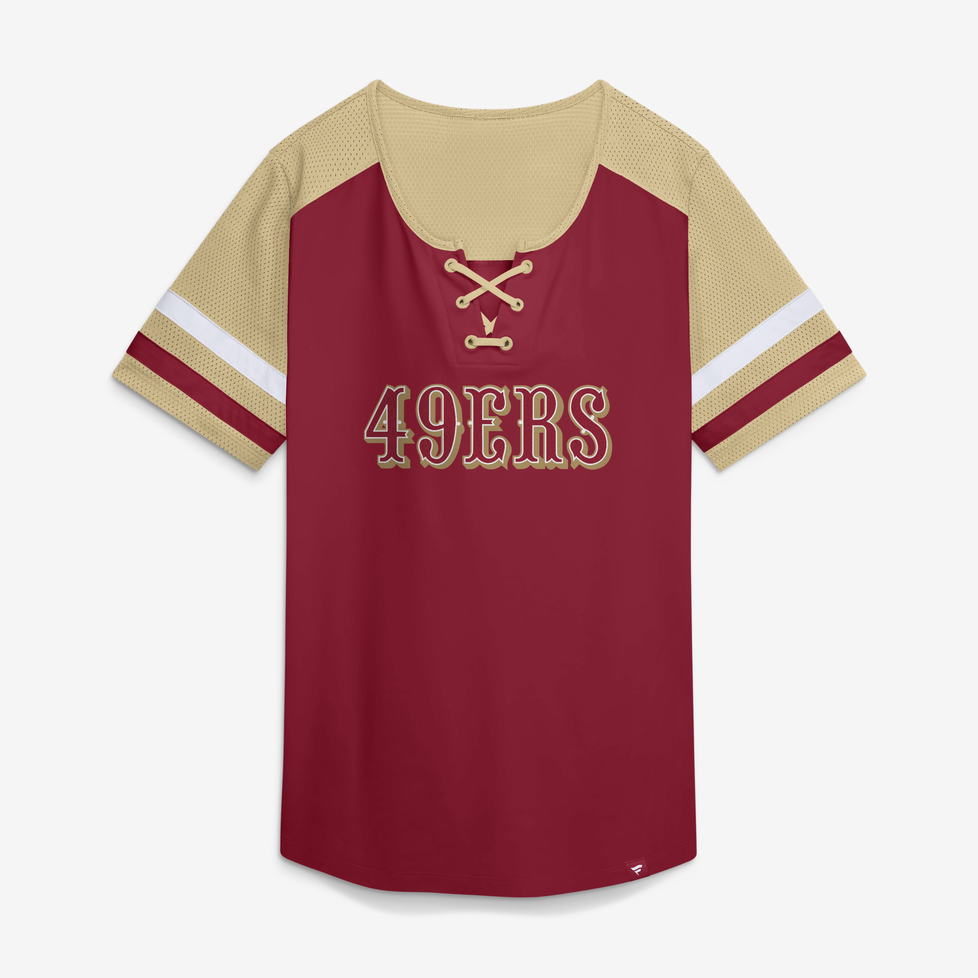 Women's Fanatics Scarlet San Francisco 49ers Curl Route Athena Lace-Up T-Shirt