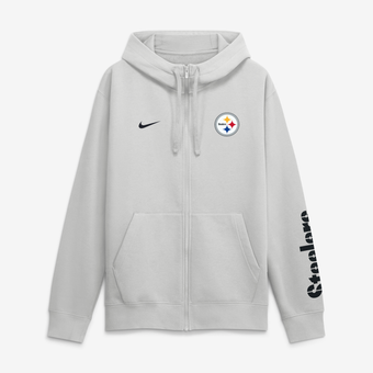Men's Nike Gray Pittsburgh Steelers Cool Down Club Full-Zip Hoodie