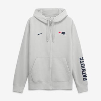 Men's Nike Gray New England Patriots Cool Down Club Full-Zip Hoodie