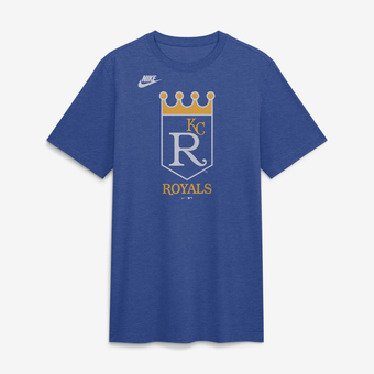 Men's Nike Heather Royal Kansas City Royals Cooperstown Logo Tri-Blend T-Shirt