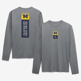 Men's Jordan Brand  Heather Gray Michigan Wolverines Double Stack Legend Dri-FIT Long Sleeve T-Shirt