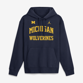 Men's Jordan Brand  Navy Michigan Wolverines Primetime Arched Club Fleece Pullover Hoodie