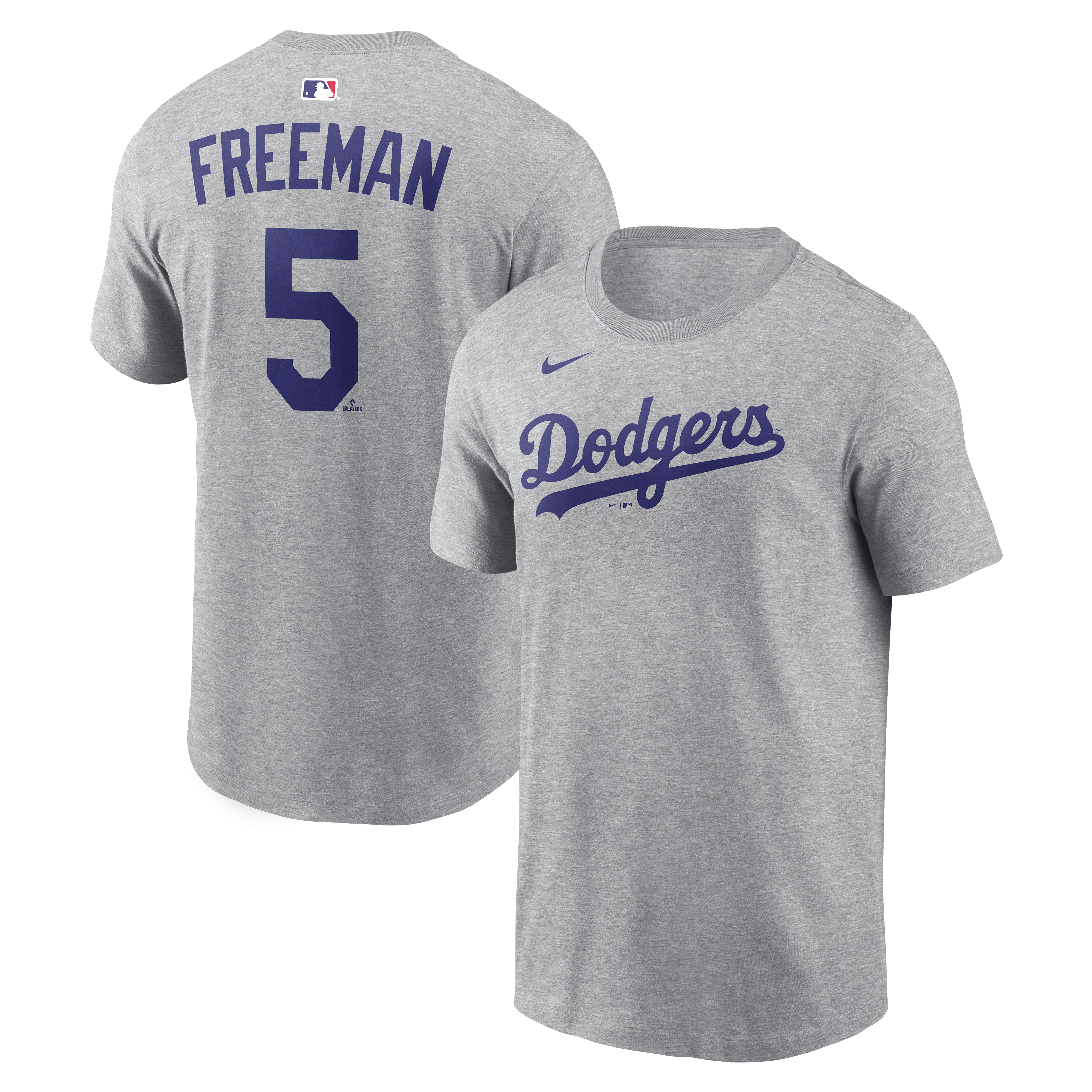 Men's Nike Freddie Freeman Heather Gray Los Angeles Dodgers Road Name & Number T-Shirt