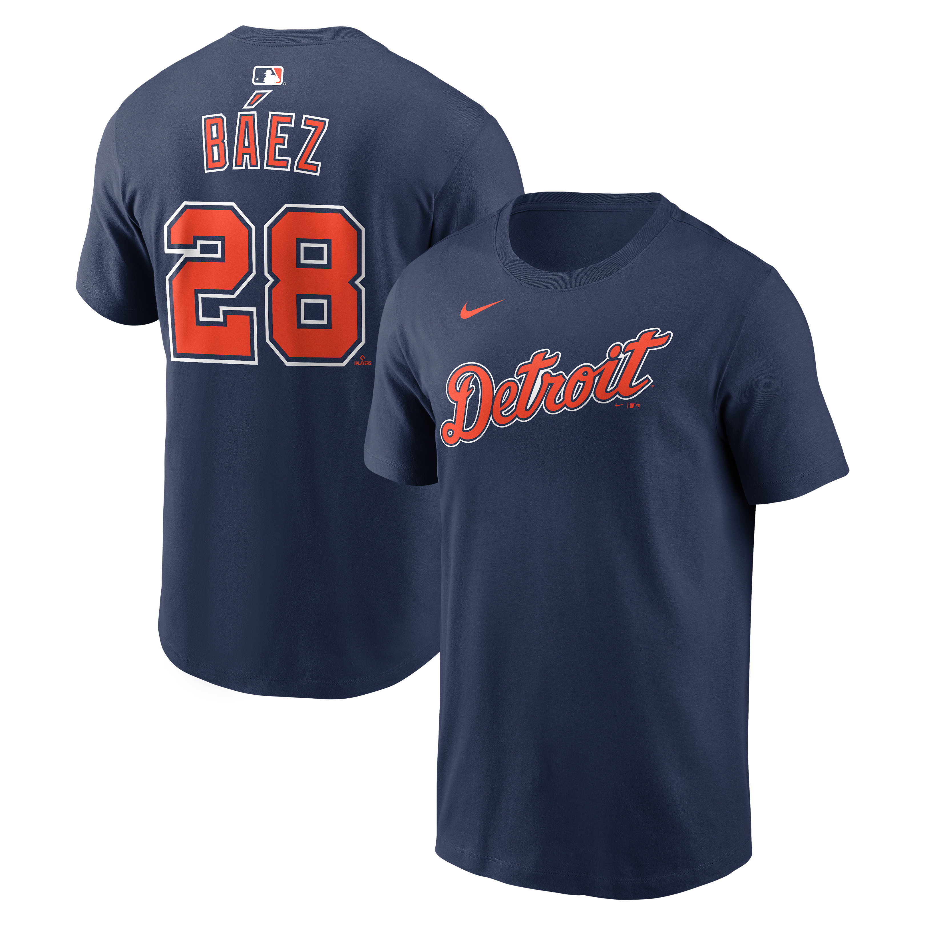 Name & Number T-Shirt Nike Javier Báez Navy Detroit Tigers Name & Number T-Shirt